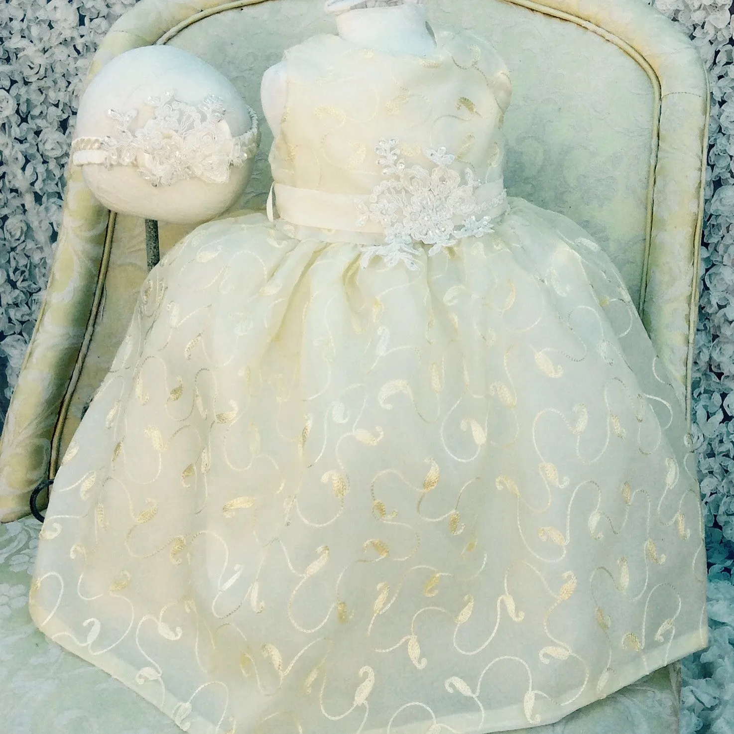 Flower girl silk baby dress- Trinity