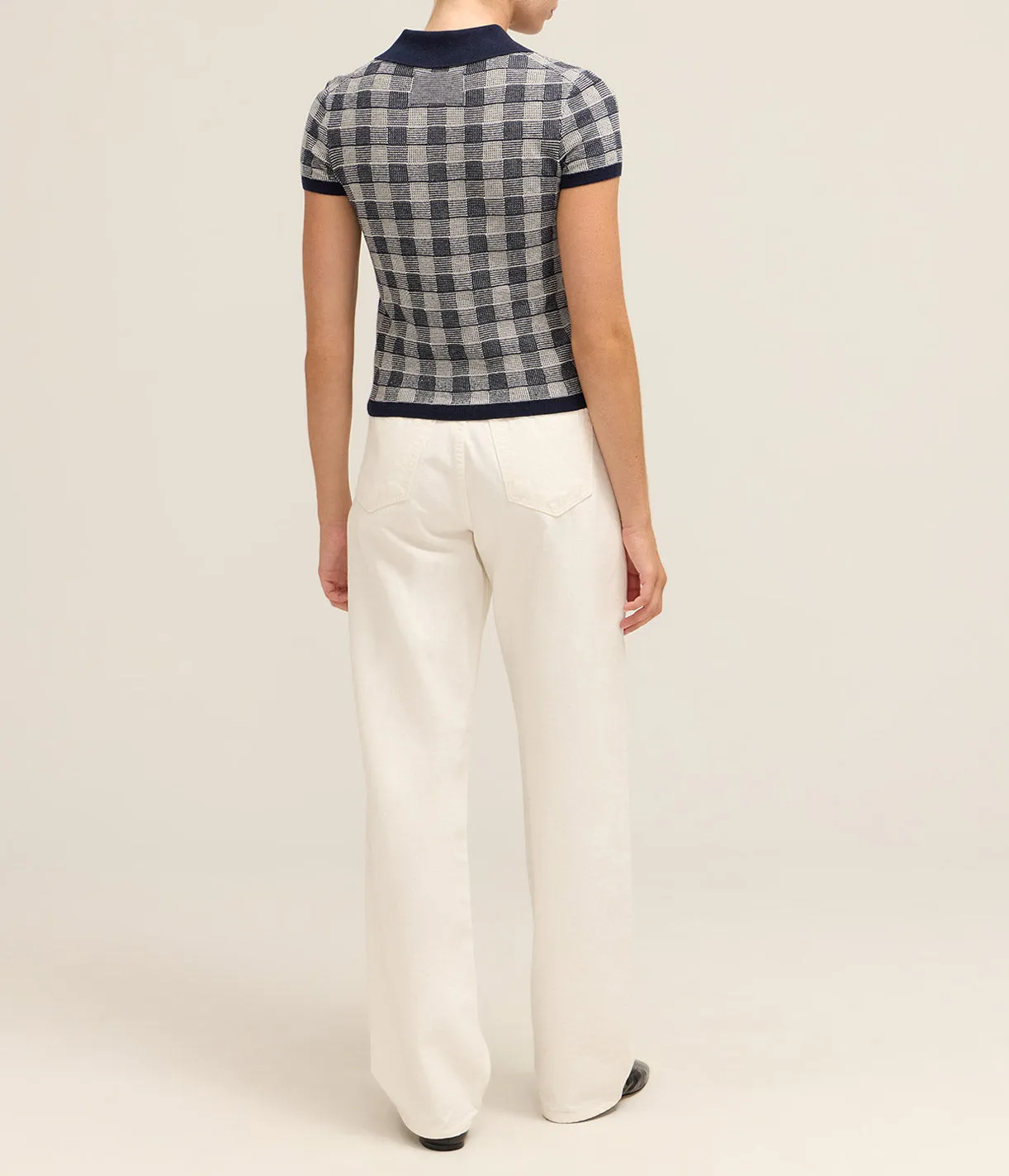 Gingham Shrunken Polo in Midnight