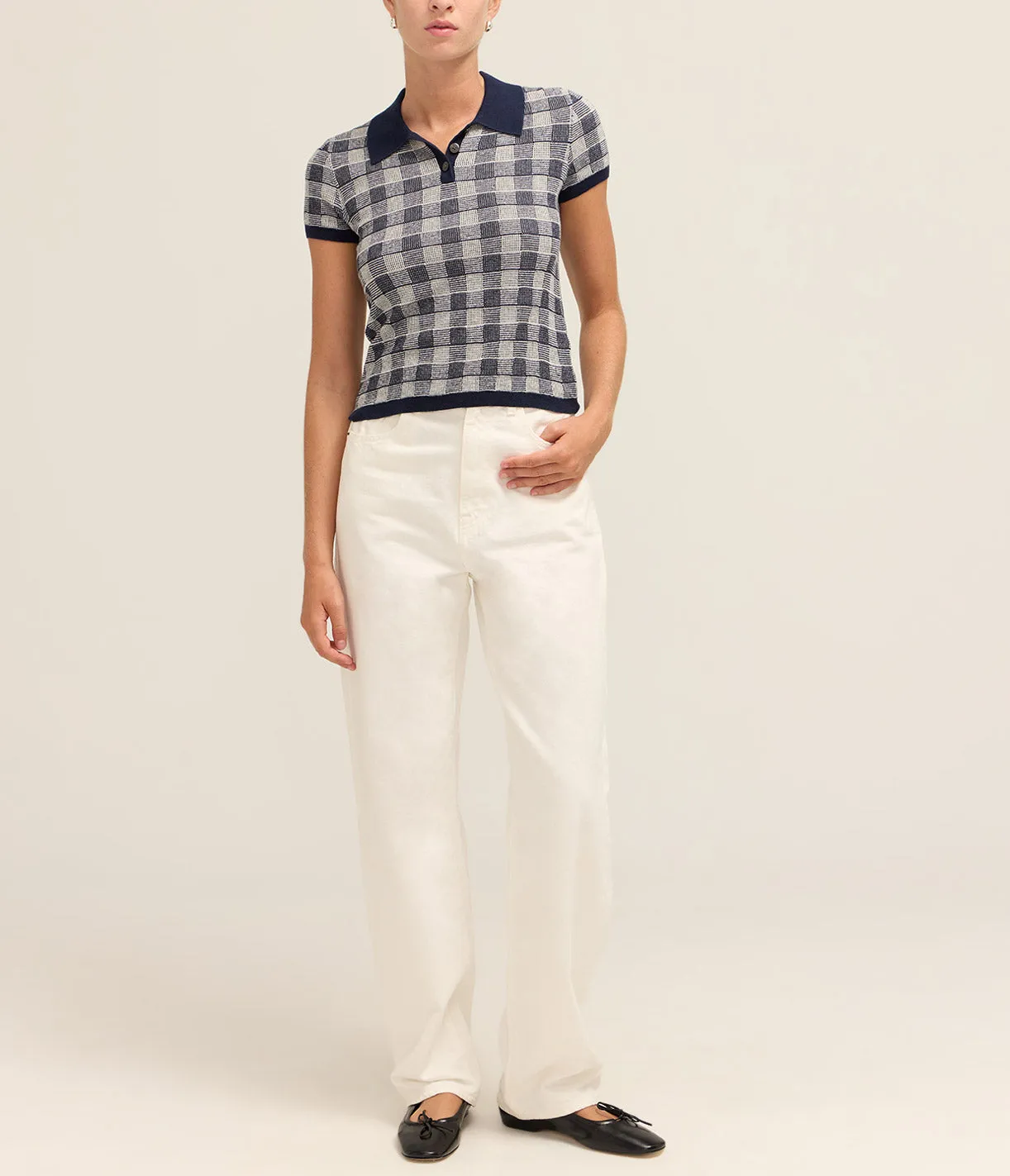 Gingham Shrunken Polo in Midnight