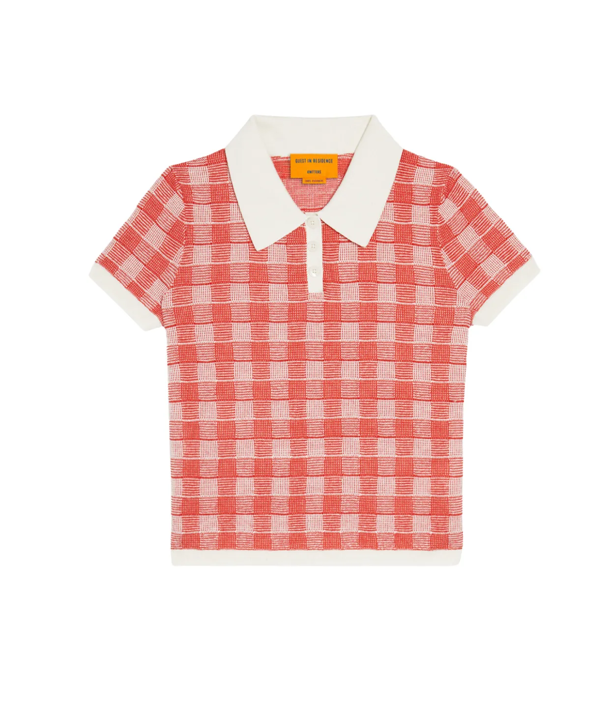 Gingham Shrunken Polo Top in Cherry