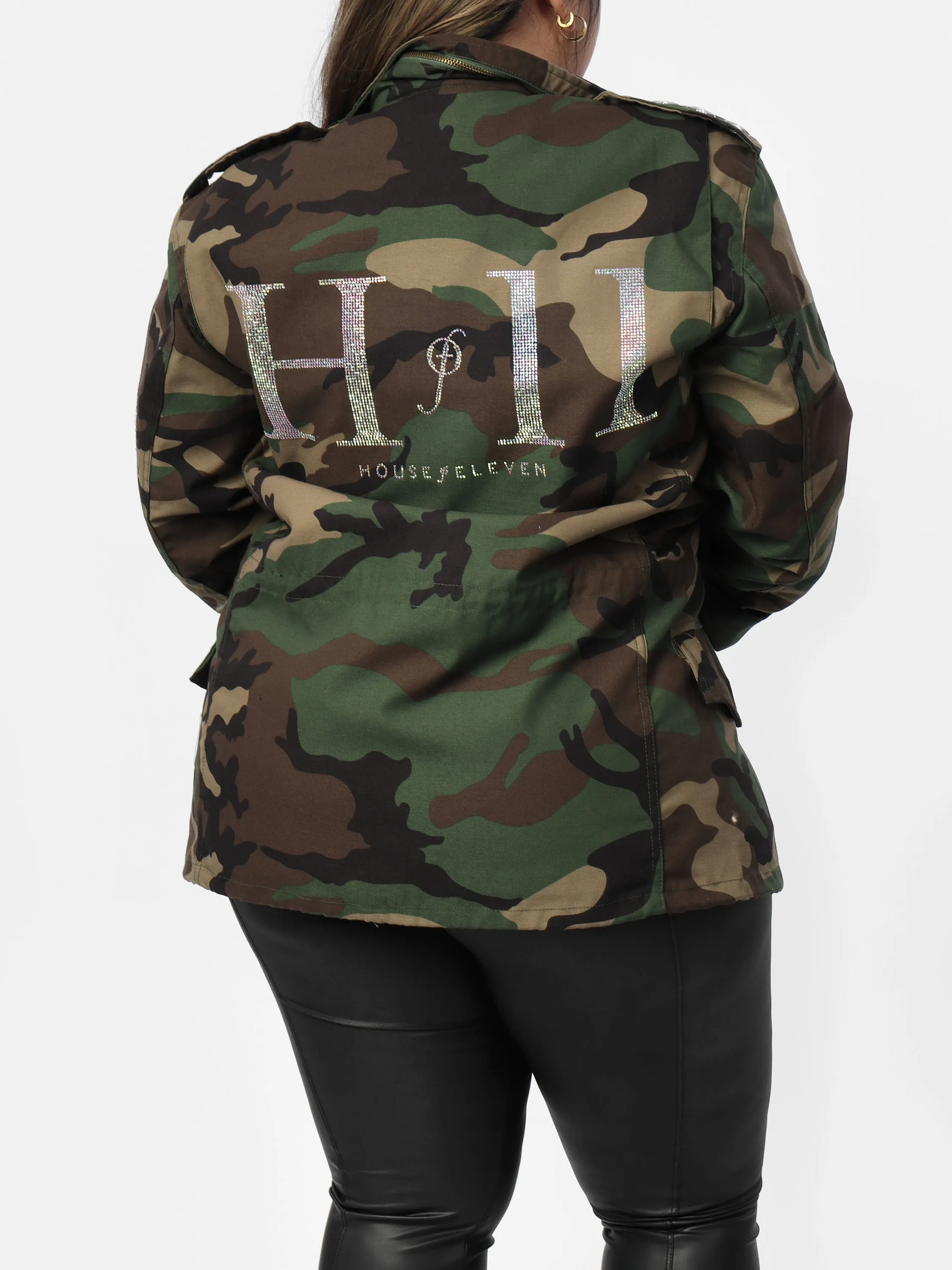 Glam Letter Classic Camo Jacket