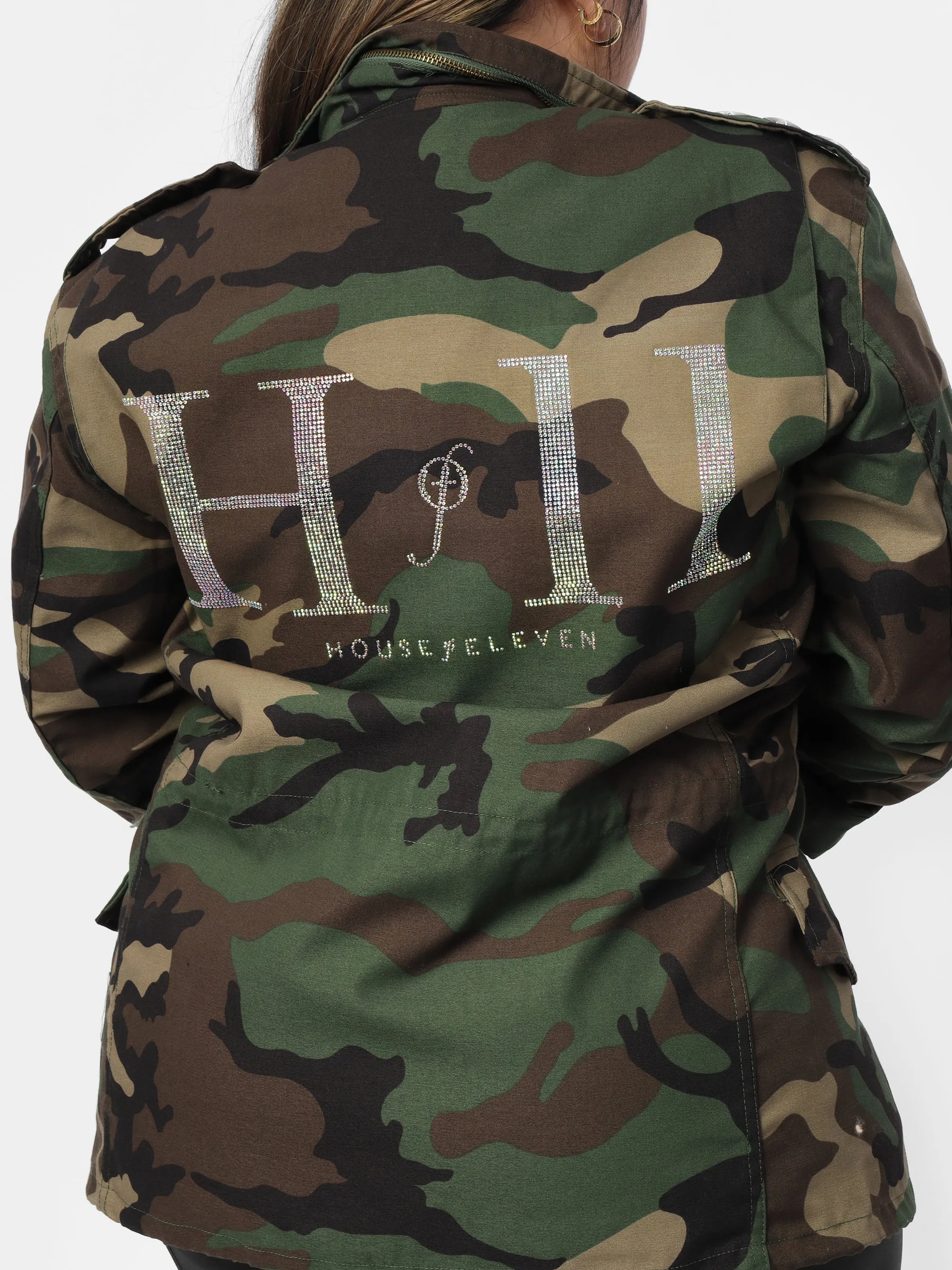 Glam Letter Classic Camo Jacket