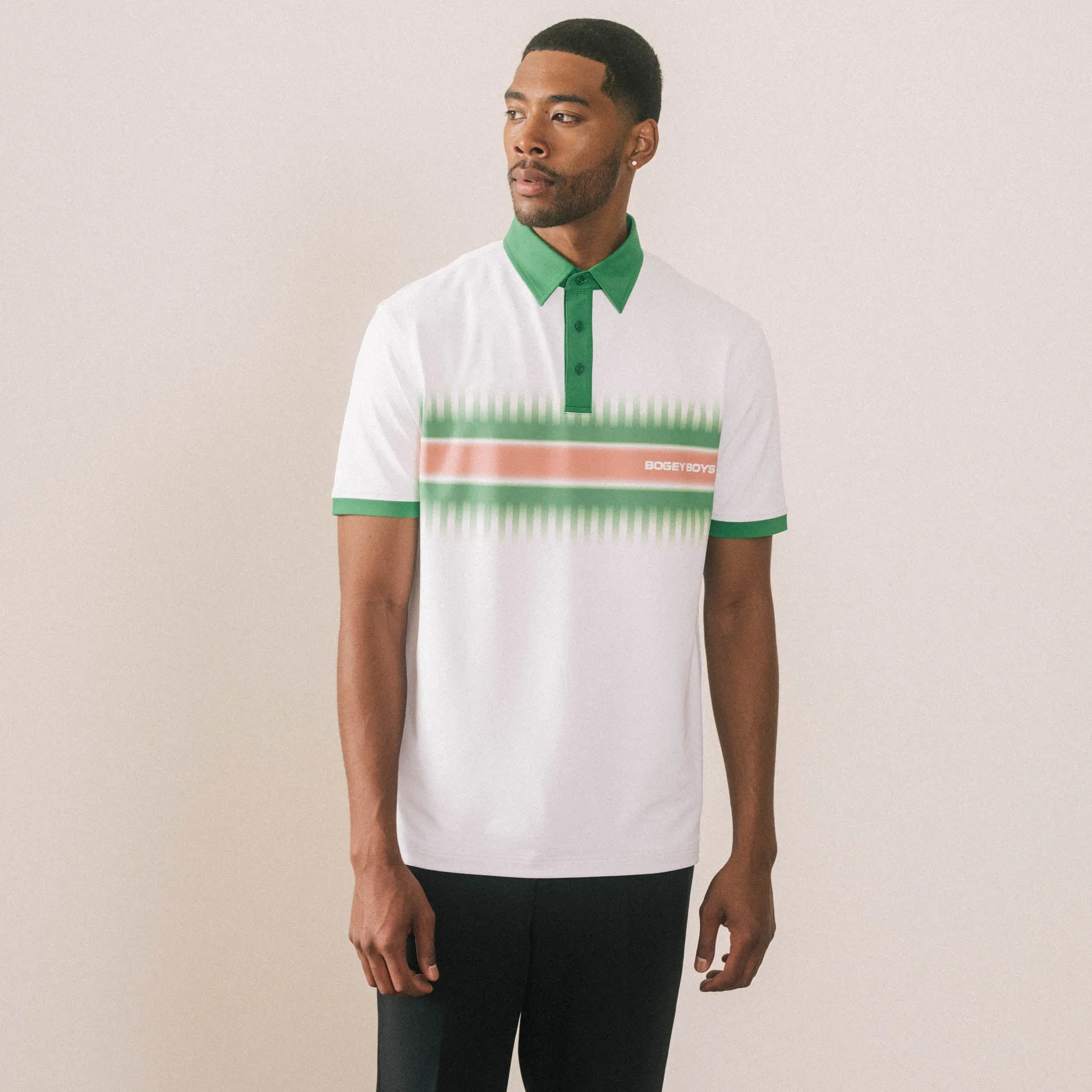 Gradient Stripe Athletic Polo - Stone Green