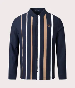 Gradient Stripe Long Sleeve Polo Shirt