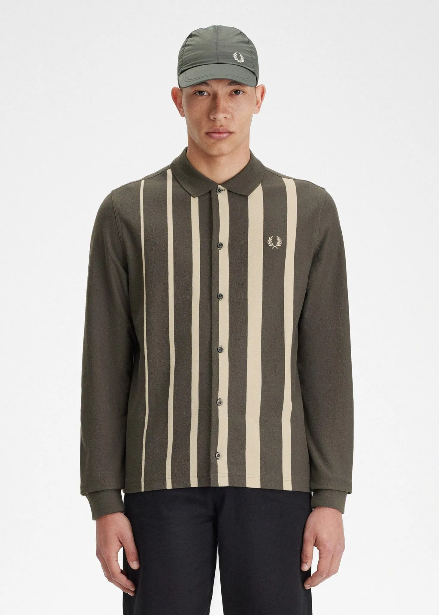 Gradient stripe ls polo shirt - field green