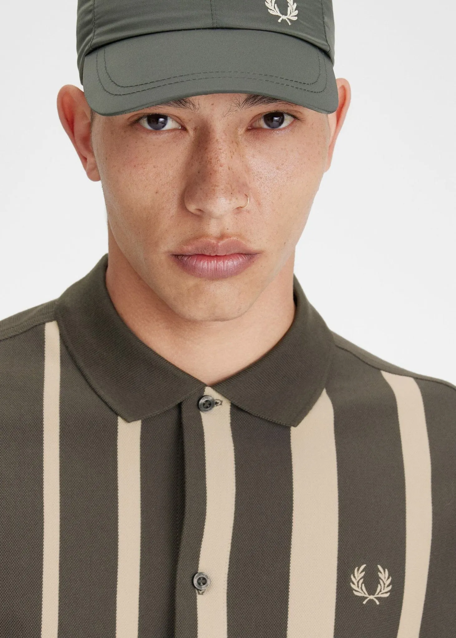 Gradient stripe ls polo shirt - field green