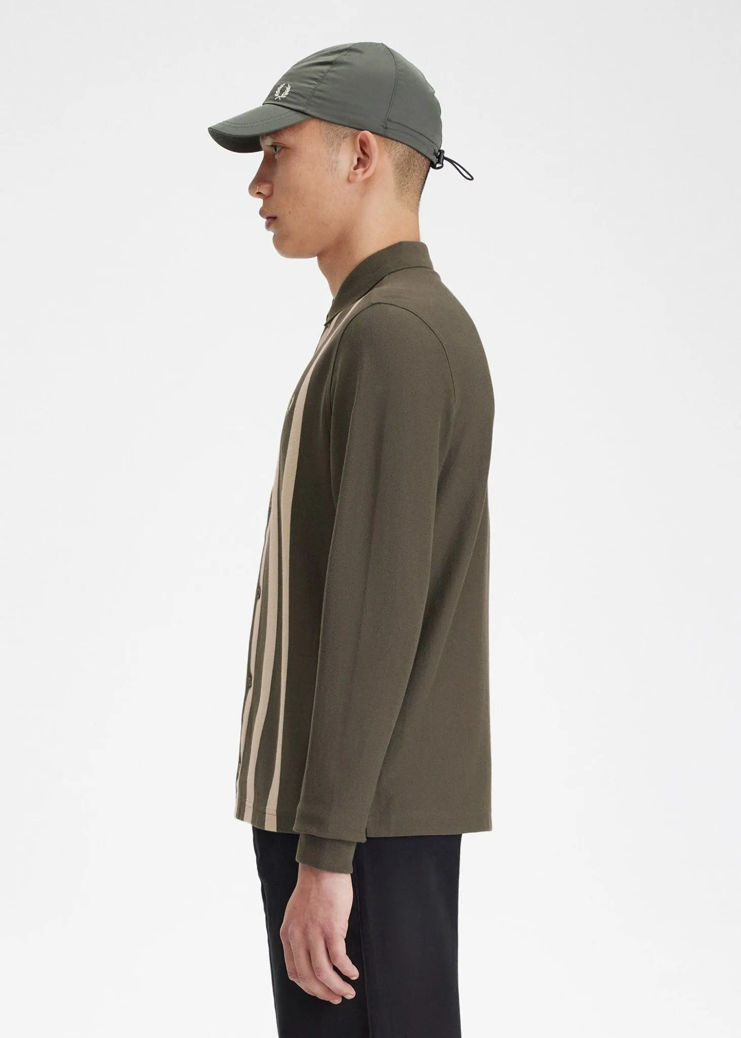 Gradient stripe ls polo shirt - field green