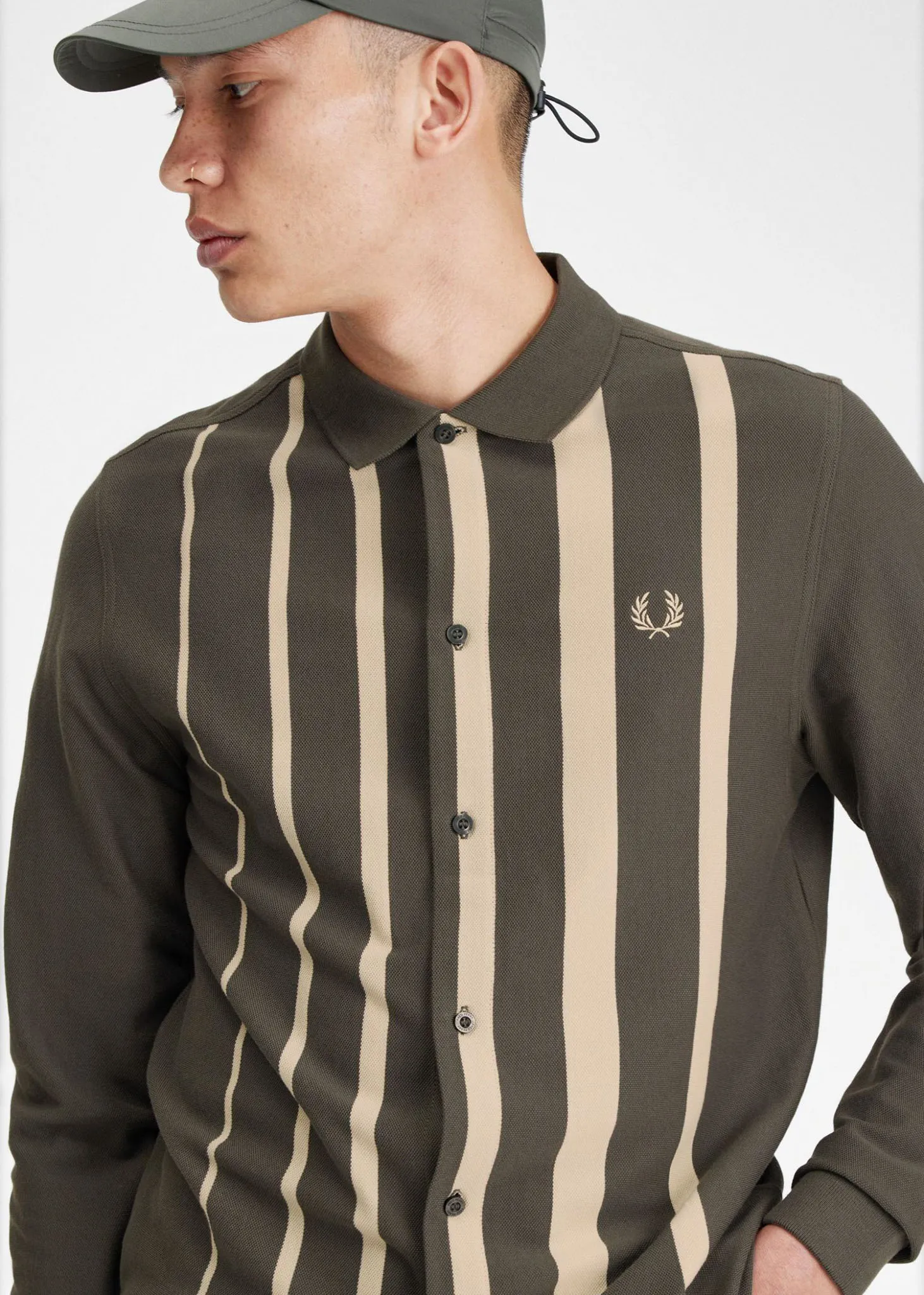 Gradient stripe ls polo shirt - field green