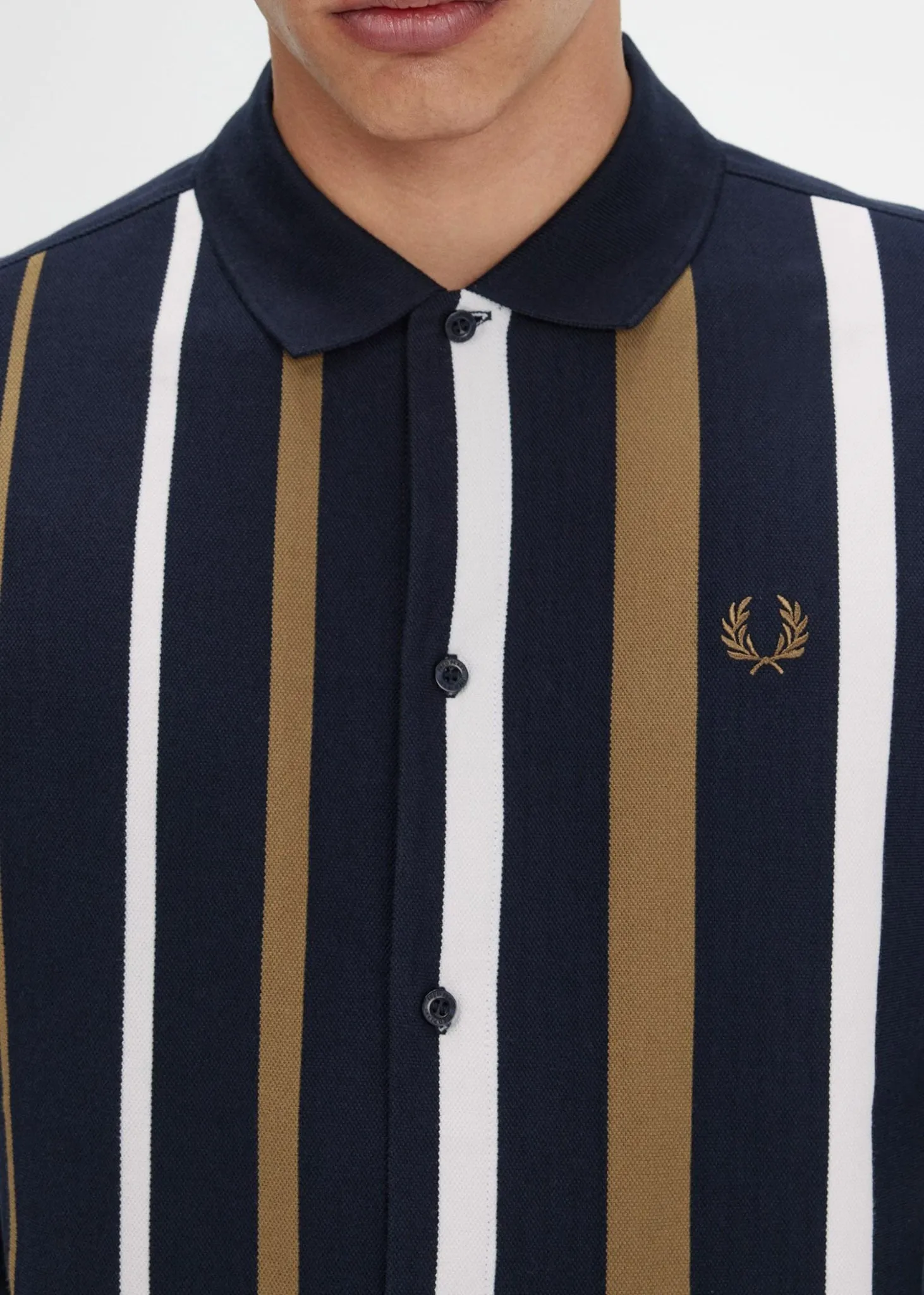 Gradient stripe ls polo shirt - navy