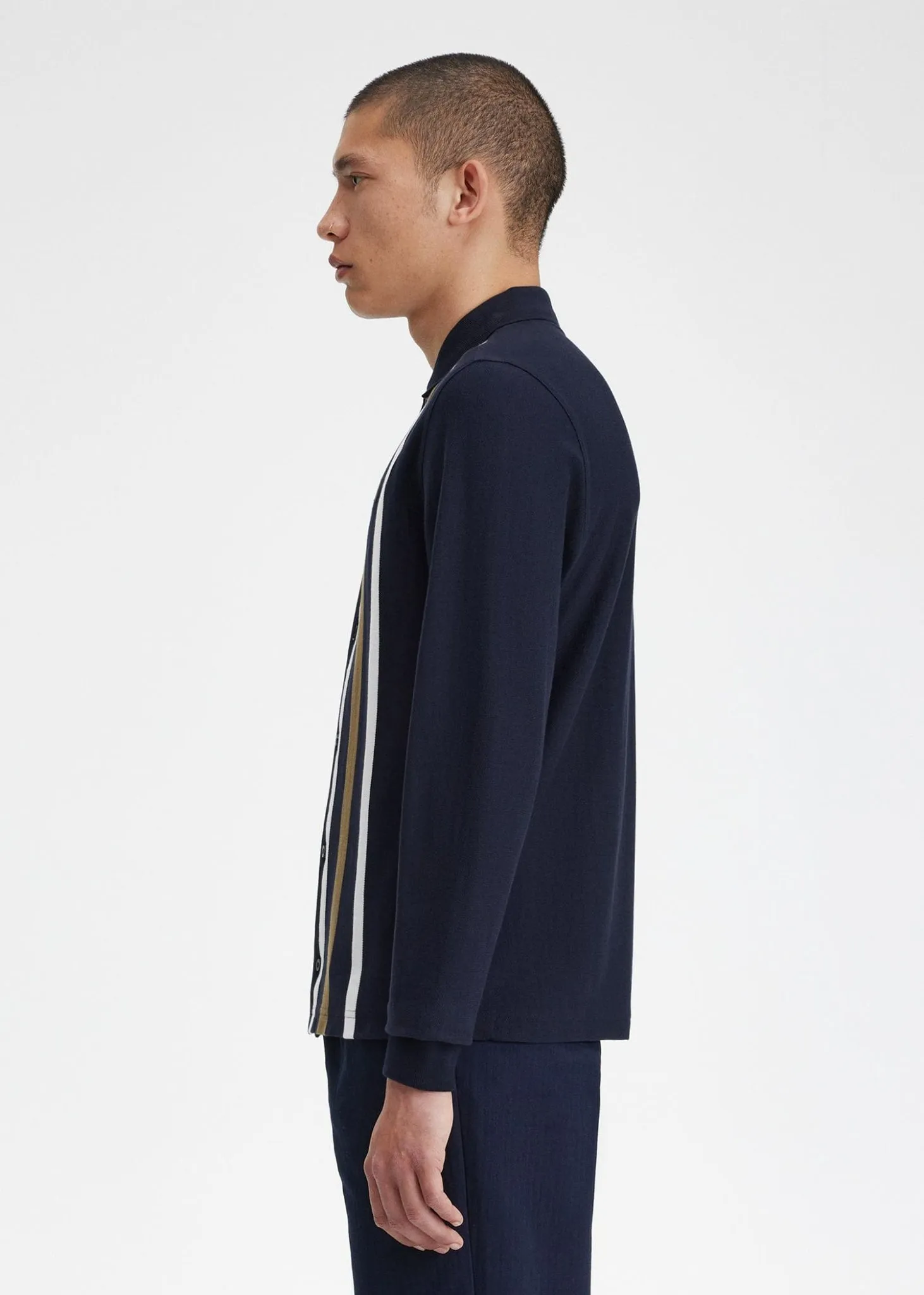Gradient stripe ls polo shirt - navy