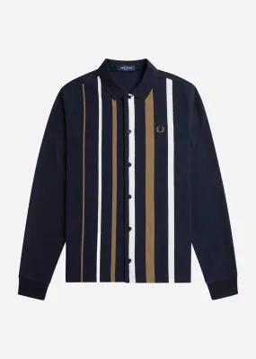 Gradient stripe ls polo shirt - navy