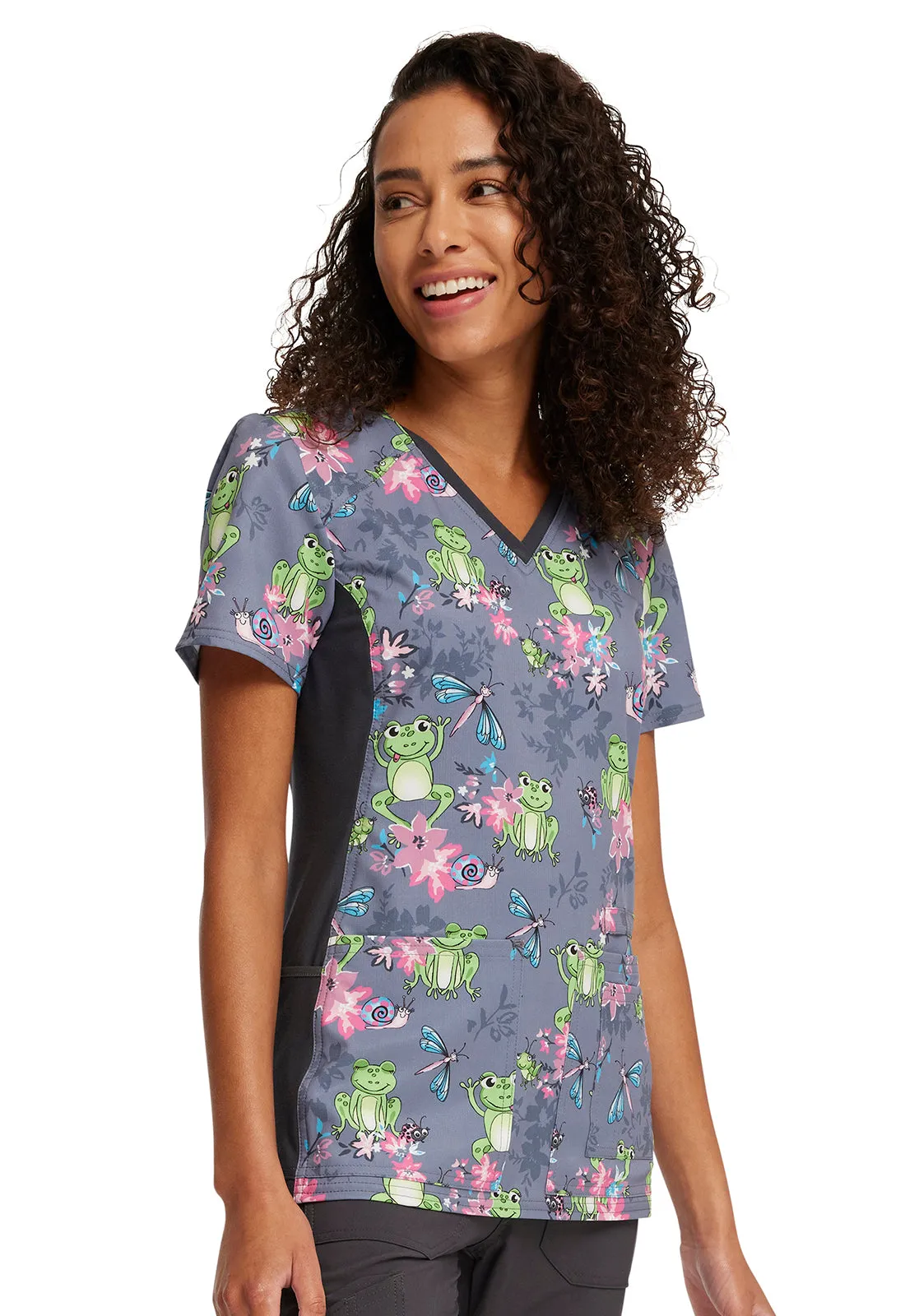 Iflex - Women's V-Neck Knit Panel Top