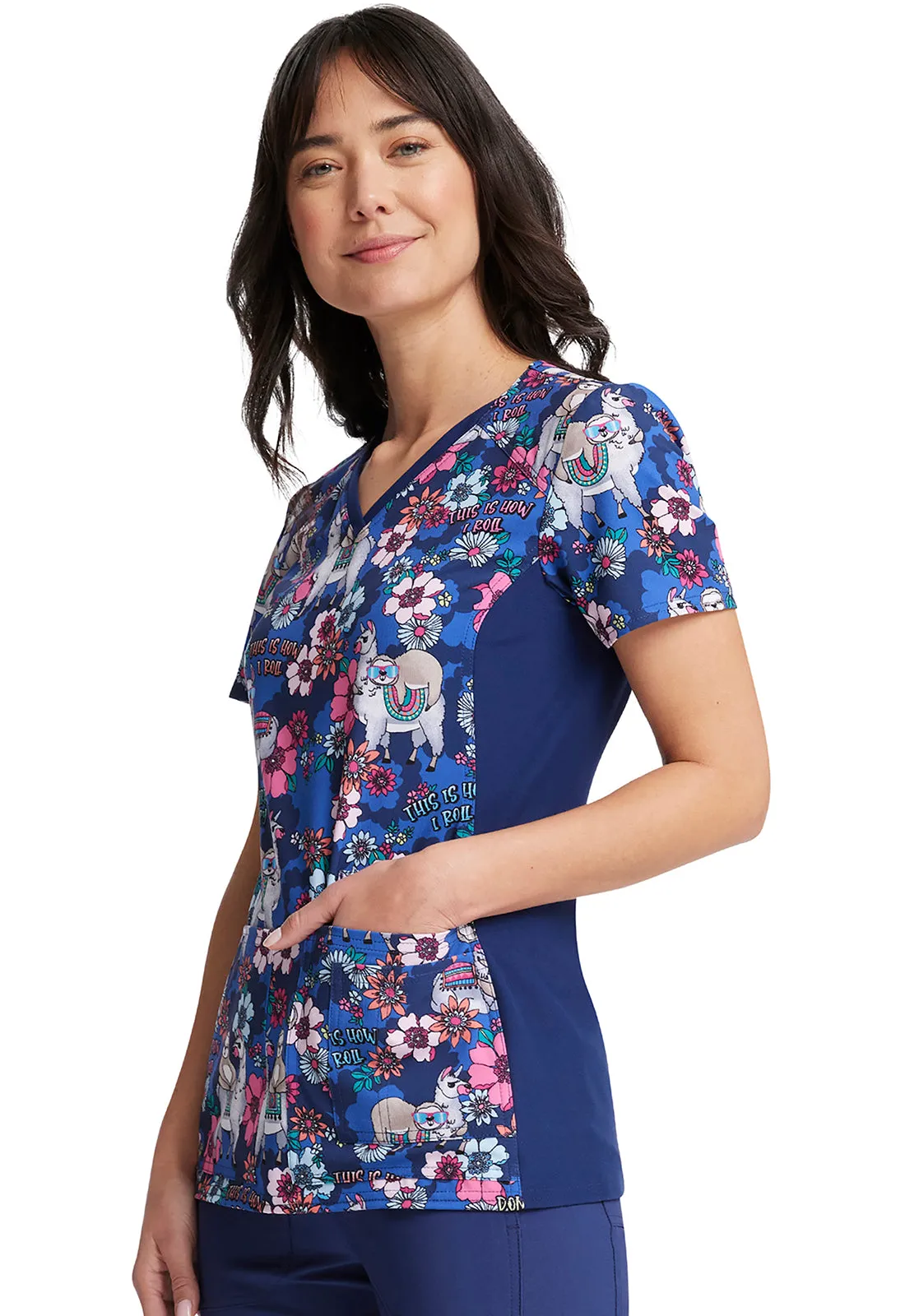 Iflex - Women's V-Neck Knit Panel Top