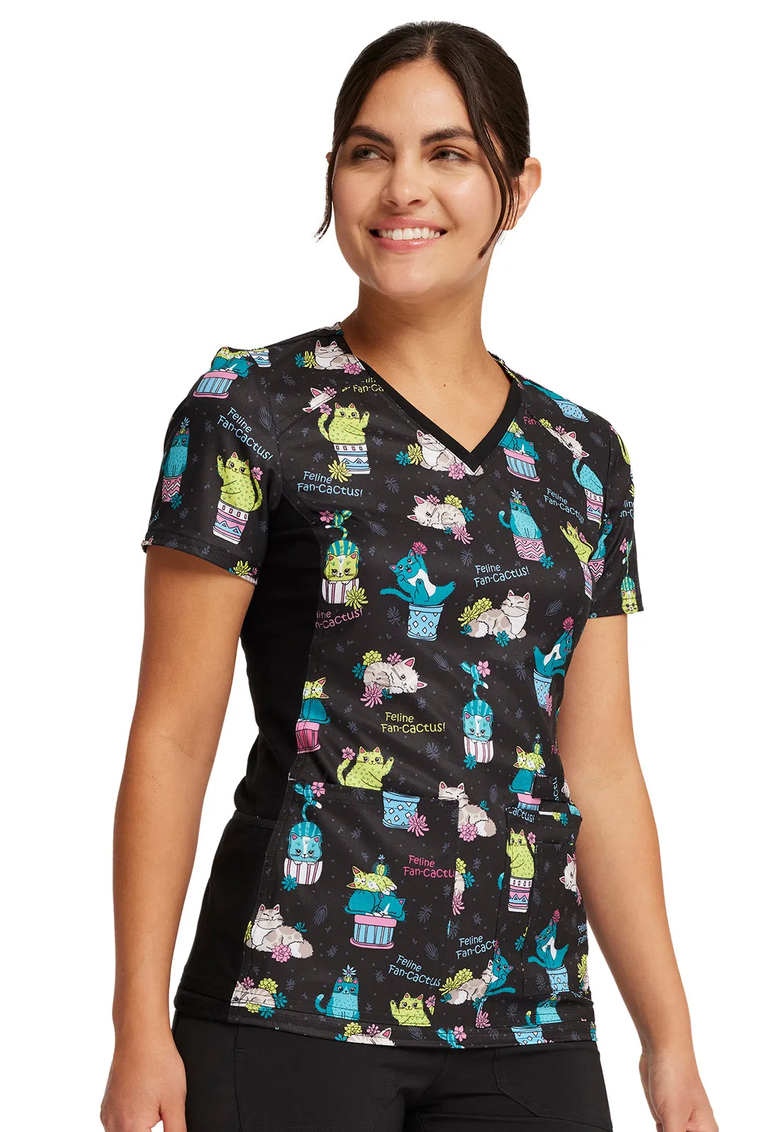 Iflex - Women's V-Neck Knit Panel Top