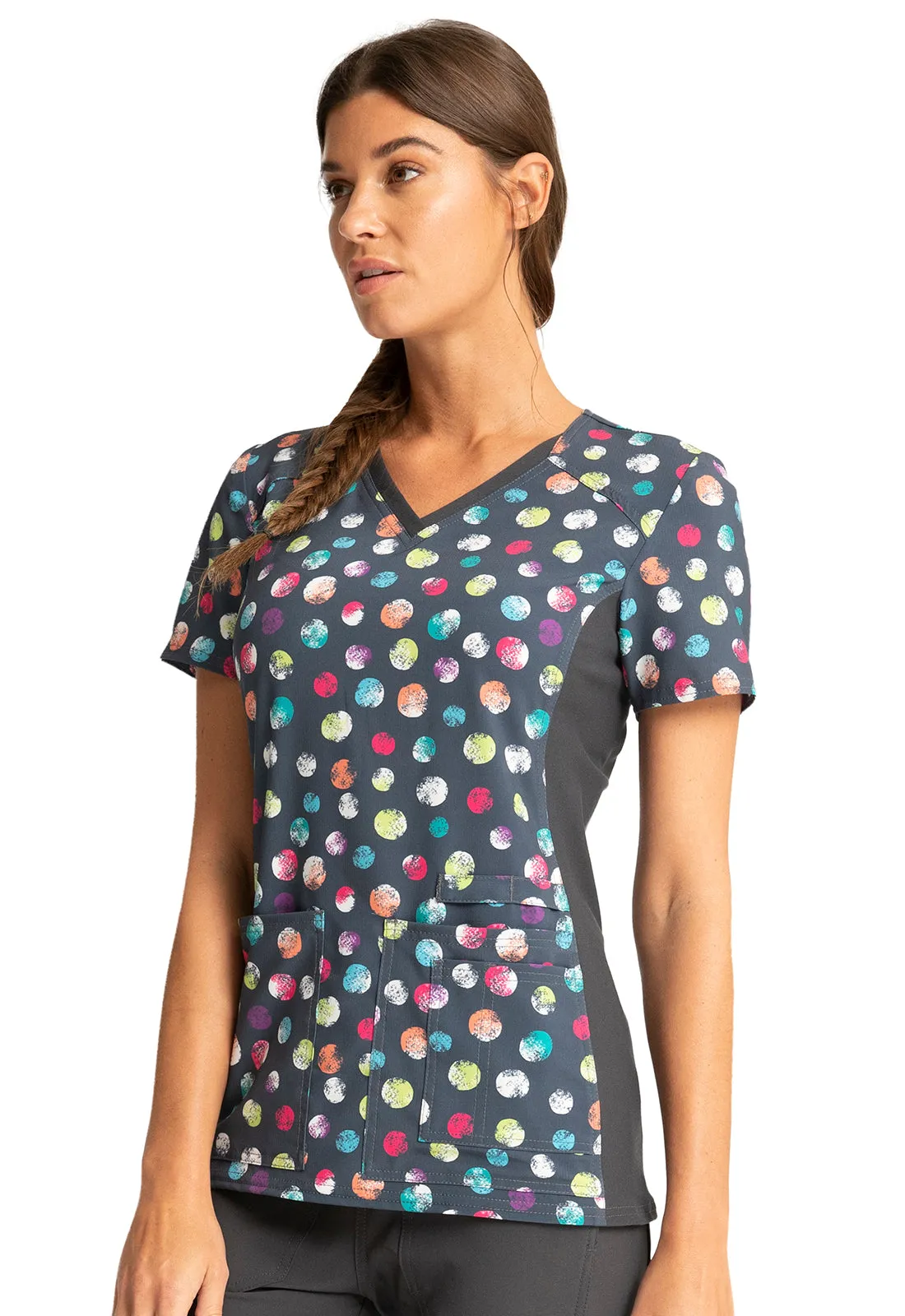 Iflex - Women's V-Neck Knit Panel Top