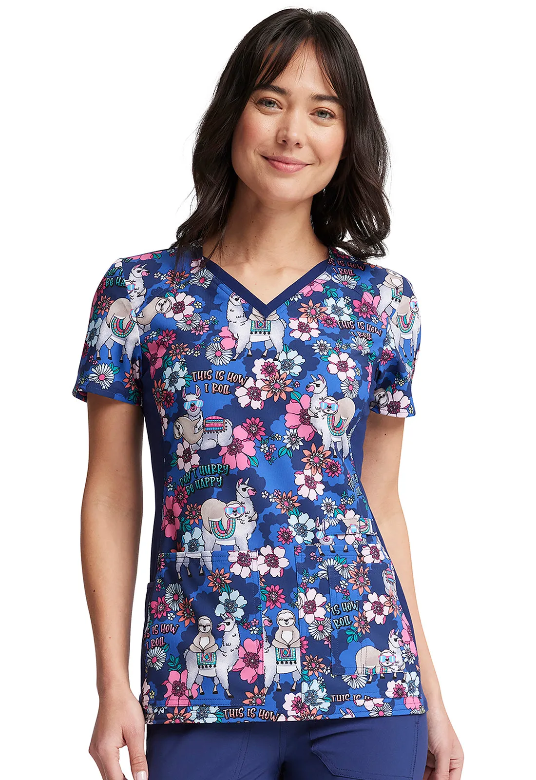 Iflex - Women's V-Neck Knit Panel Top