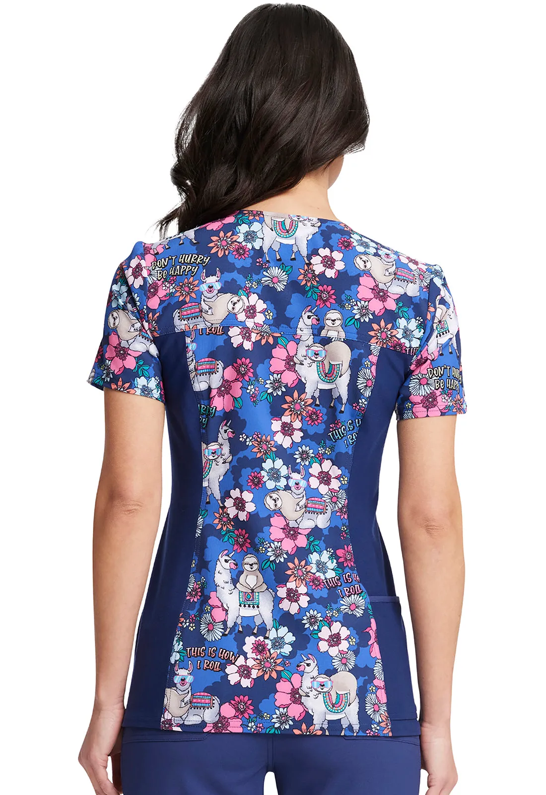 Iflex - Women's V-Neck Knit Panel Top