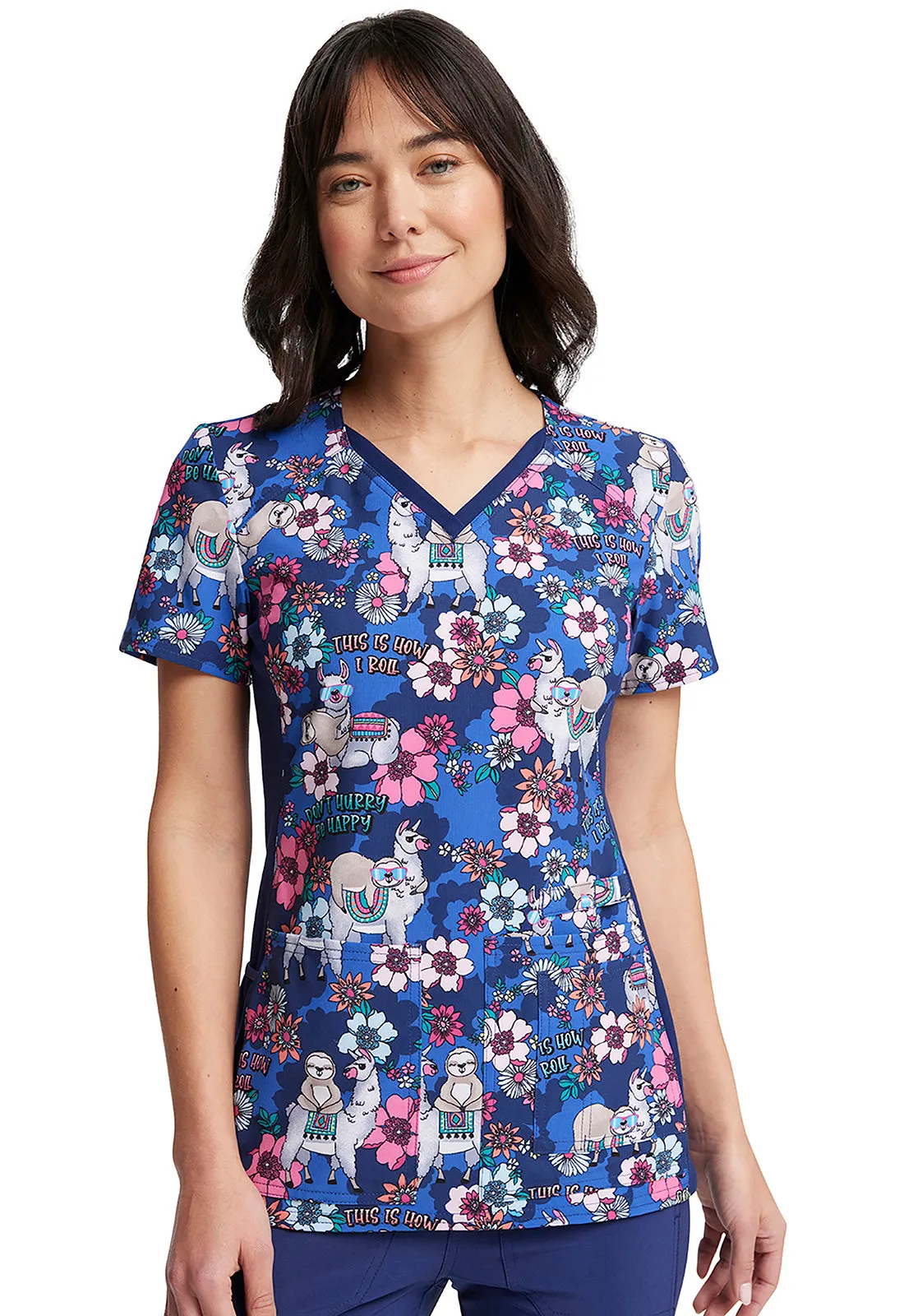 Iflex - Women's V-Neck Knit Panel Top