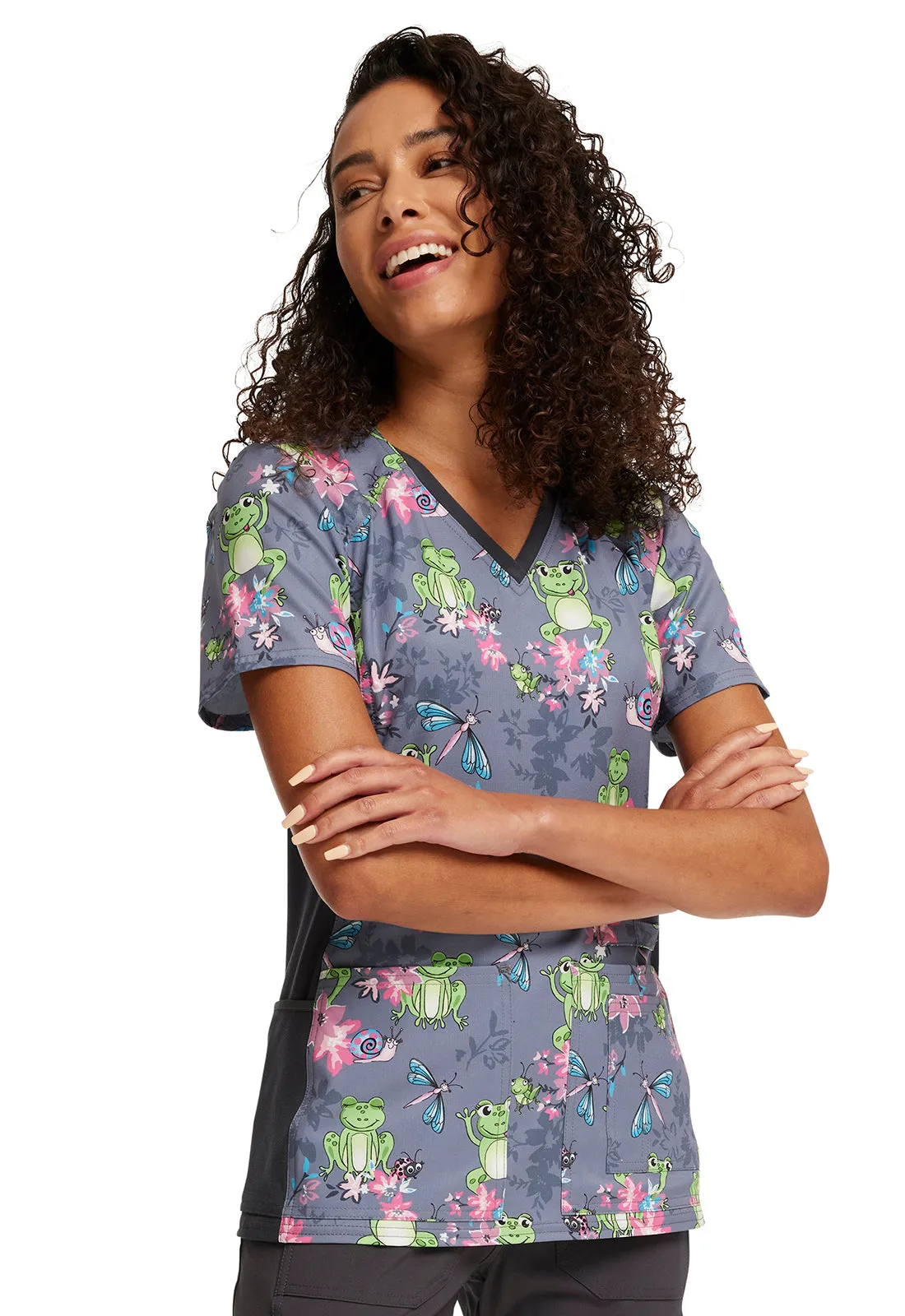 Iflex - Women's V-Neck Knit Panel Top