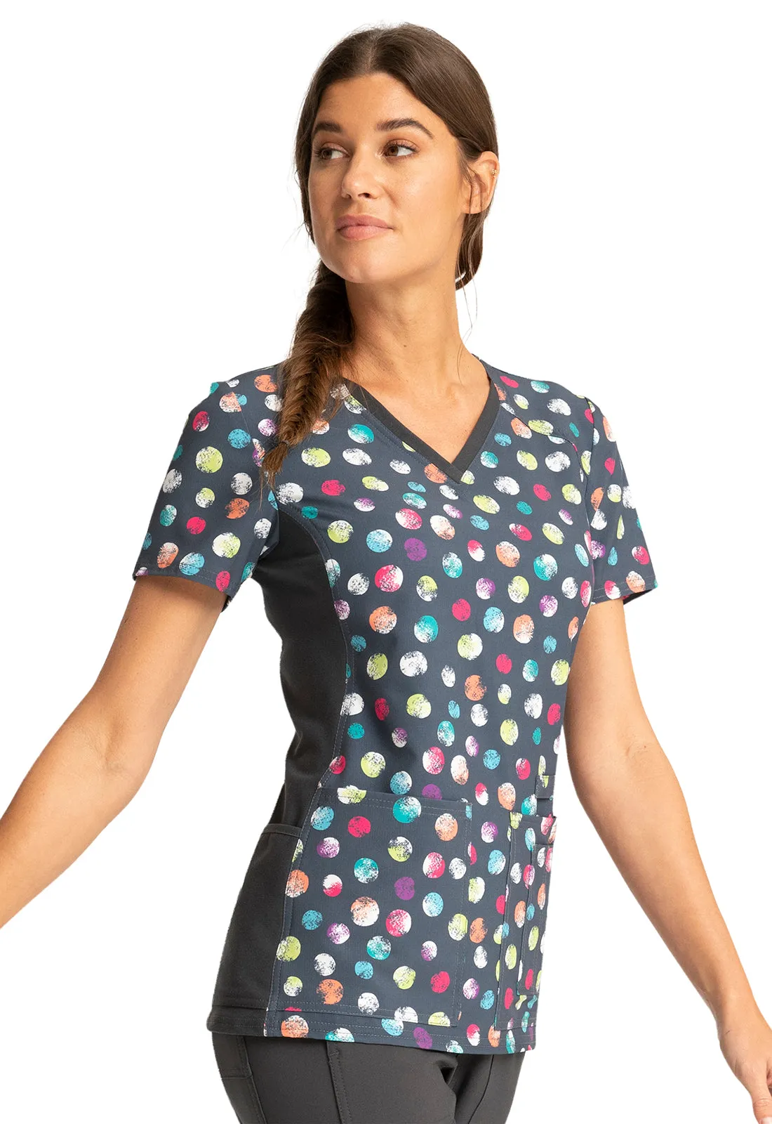 Iflex - Women's V-Neck Knit Panel Top