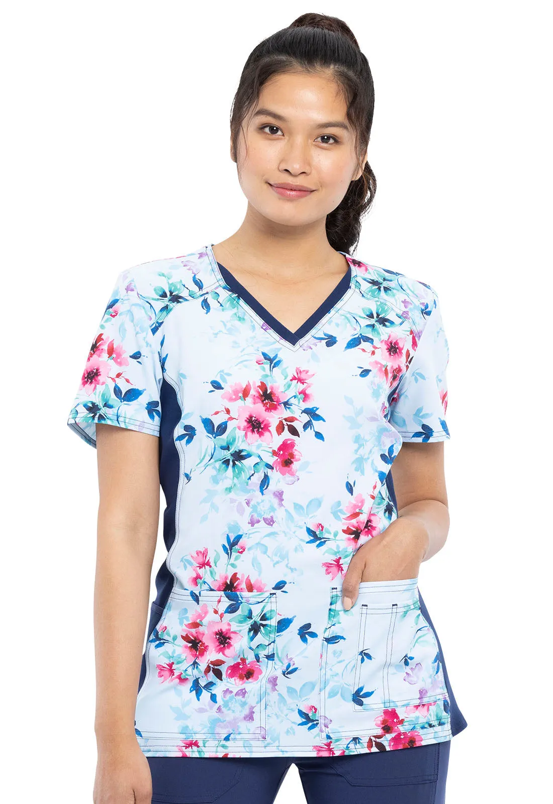 Iflex - Women's V-Neck Knit Panel Top
