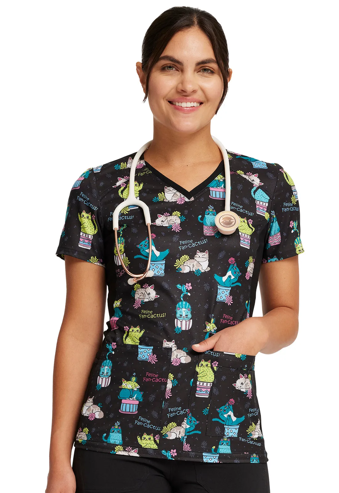 Iflex - Women's V-Neck Knit Panel Top