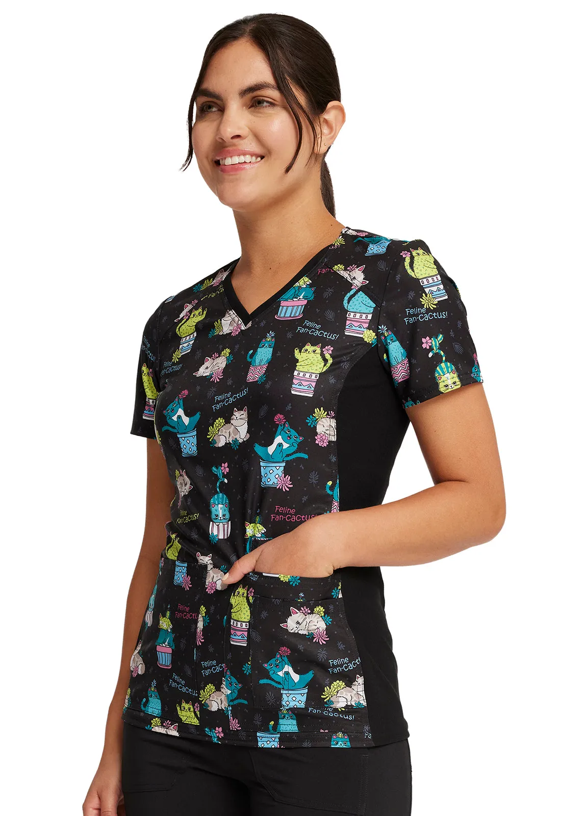 Iflex - Women's V-Neck Knit Panel Top