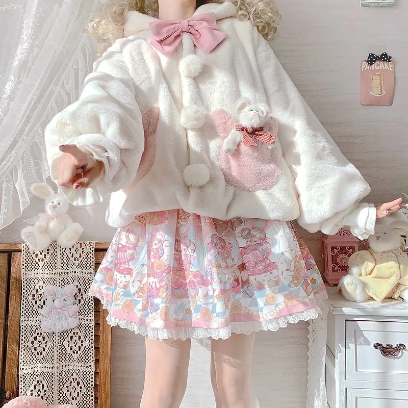 Kawaii Lolita Rabbit Ears Plush Coat