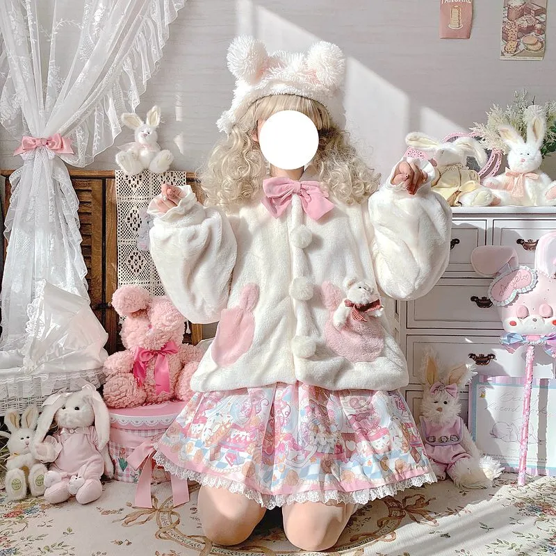 Kawaii Lolita Rabbit Ears Plush Coat