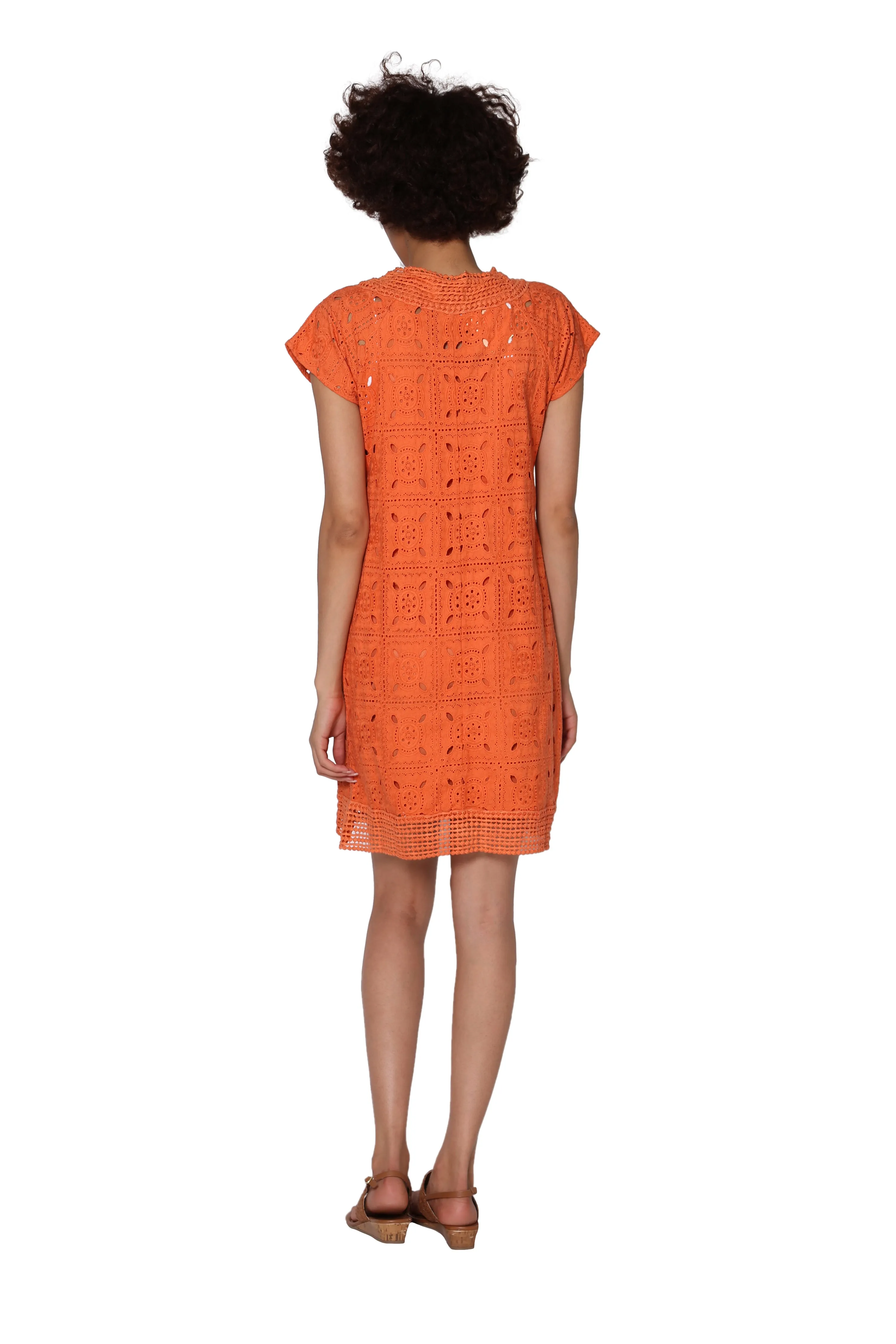 La Cera Medallion Lace Cap Sleeve Dress