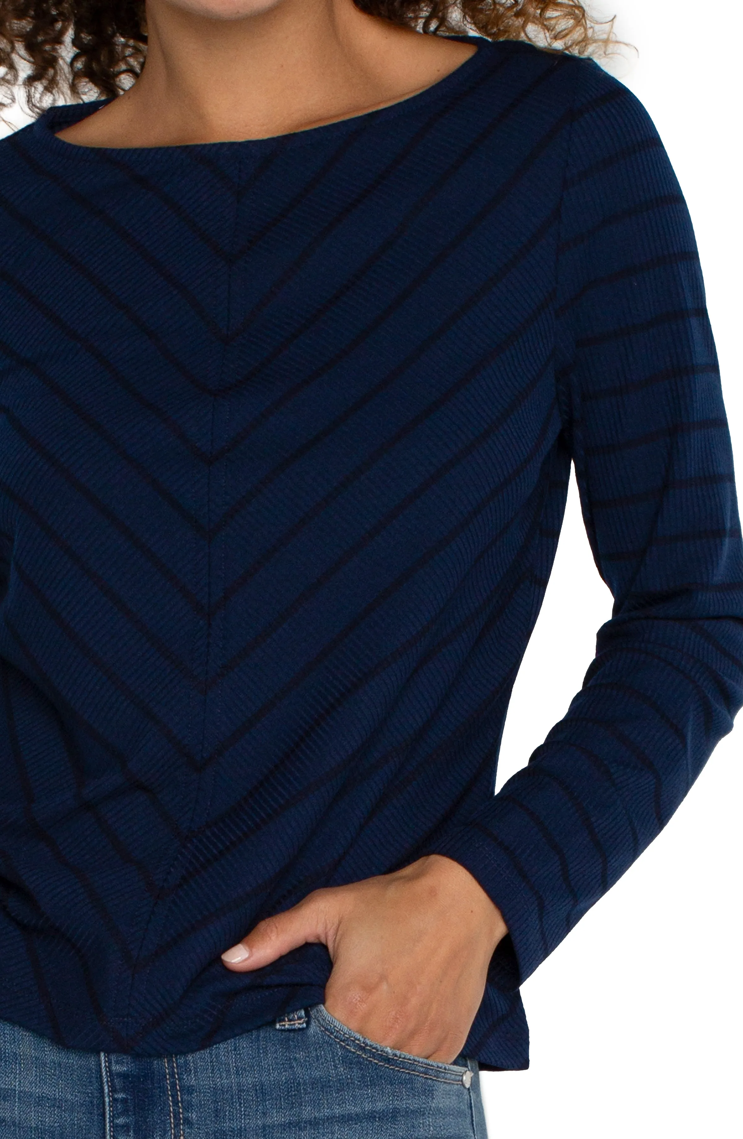 LONG SLEEVE MITER KNIT TOP