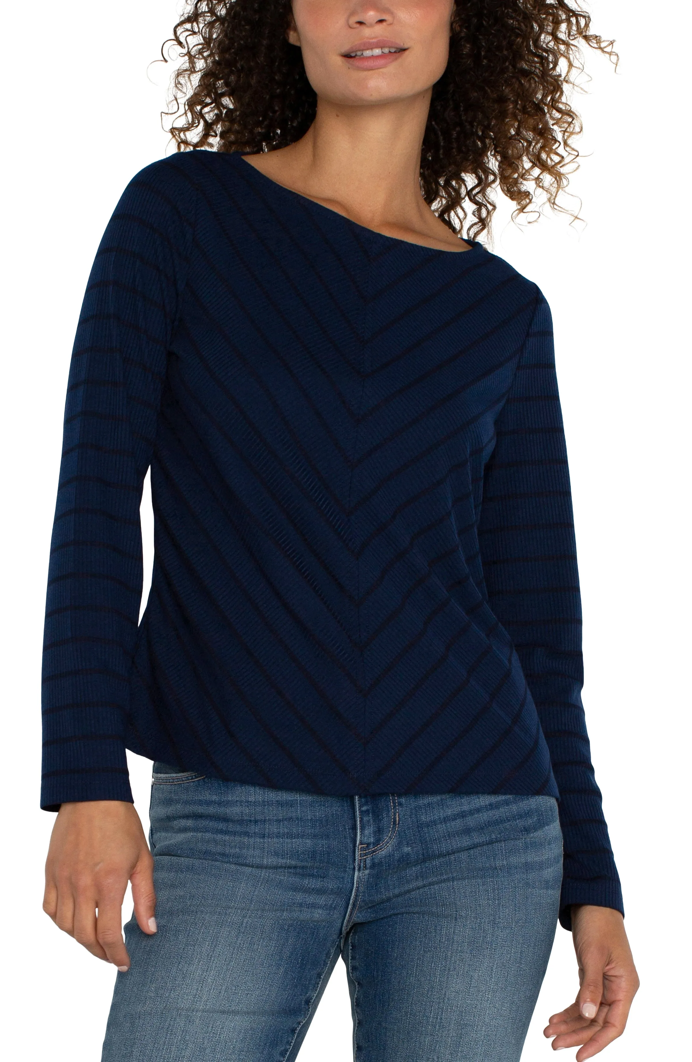 LONG SLEEVE MITER KNIT TOP