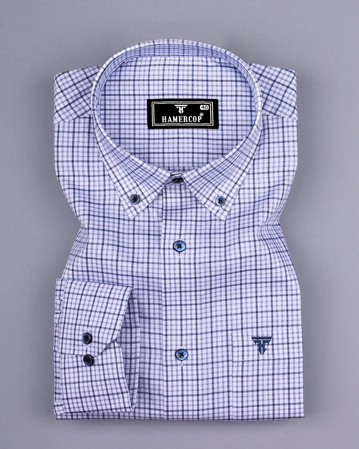 Marnate Blue With White Premium Check Formal Shirt