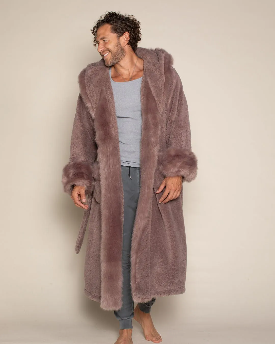 Mauve Cat Classic Faux Fur Robe | Men's