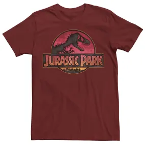 Men's Jurassic Park Logo T-Shirt with Jurassic World Gradient and Sunset Graphic