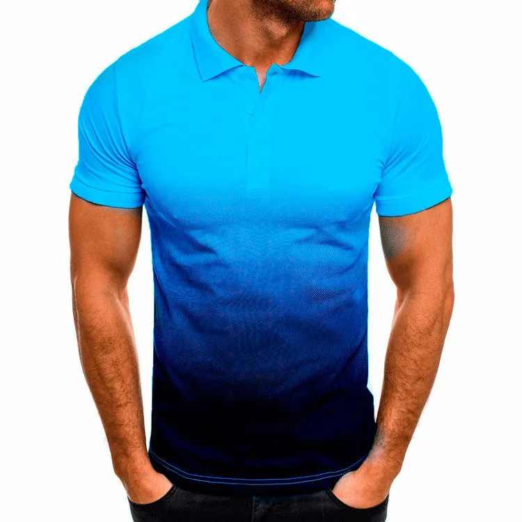 Men's Slim-Fit Gradient Print POLO T-Shirt