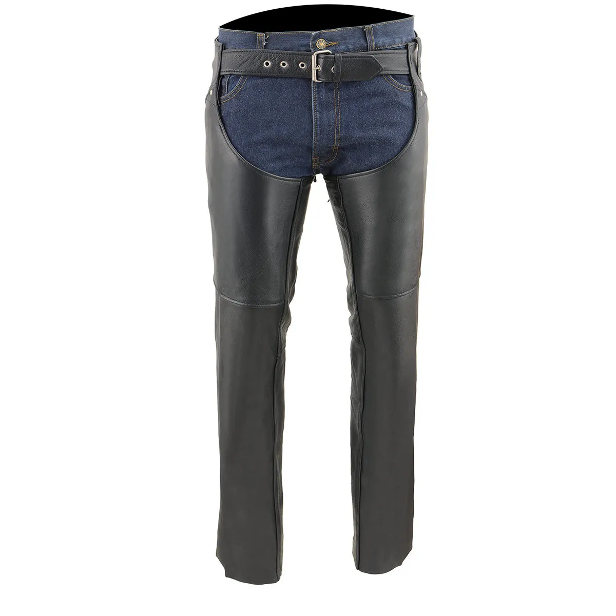 Milwaukee Leather Chaps for Women Black Naked Skin - Deep Hip Pockets and Back Thigh Laces Motorcycle Chap - ML1173