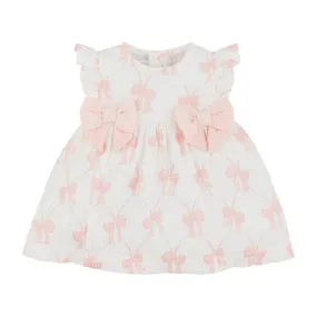 Mudpie Baby Girl Pink Bow Print Dress