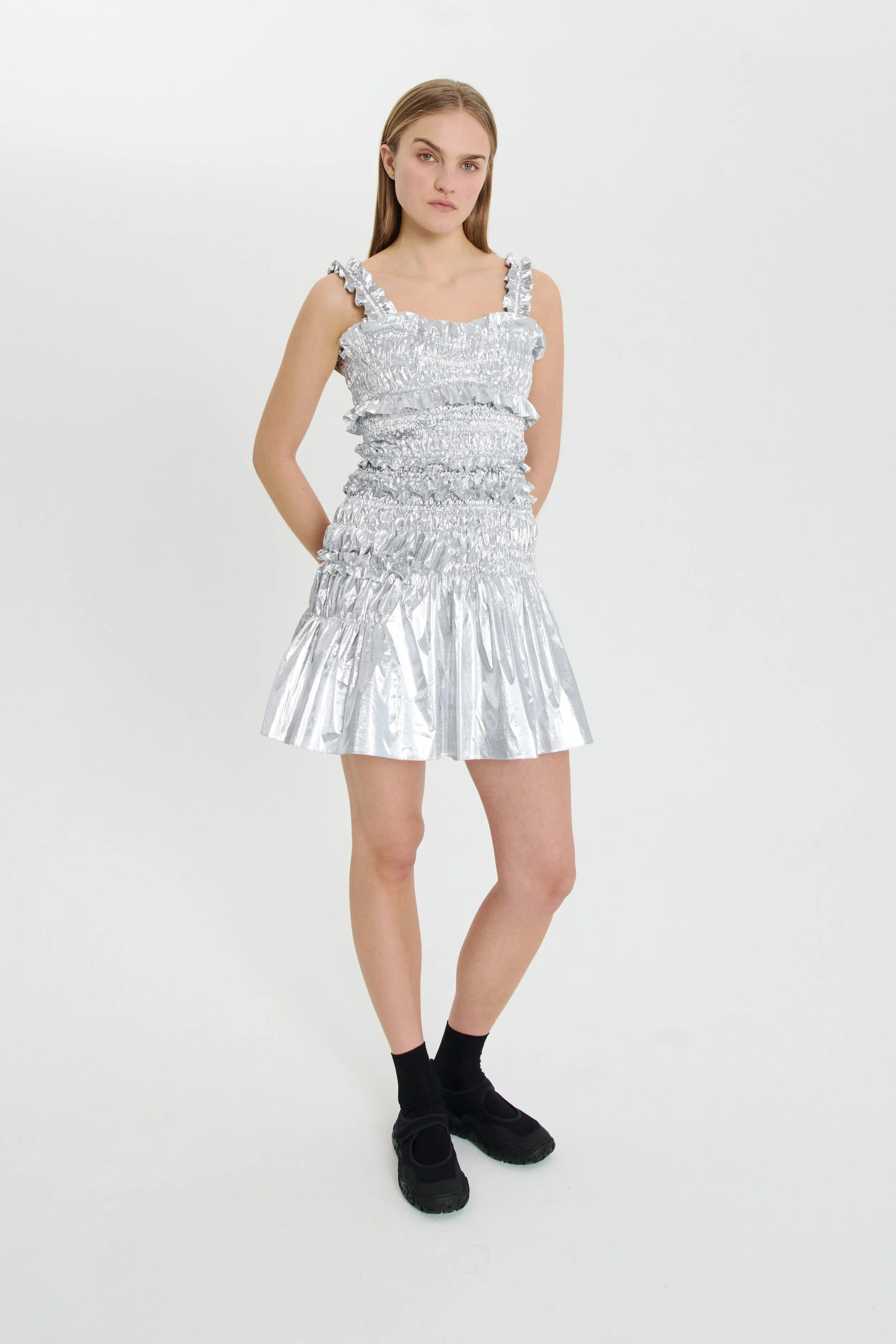 OONA | DRESS COSMOS TAFFETA SILVER