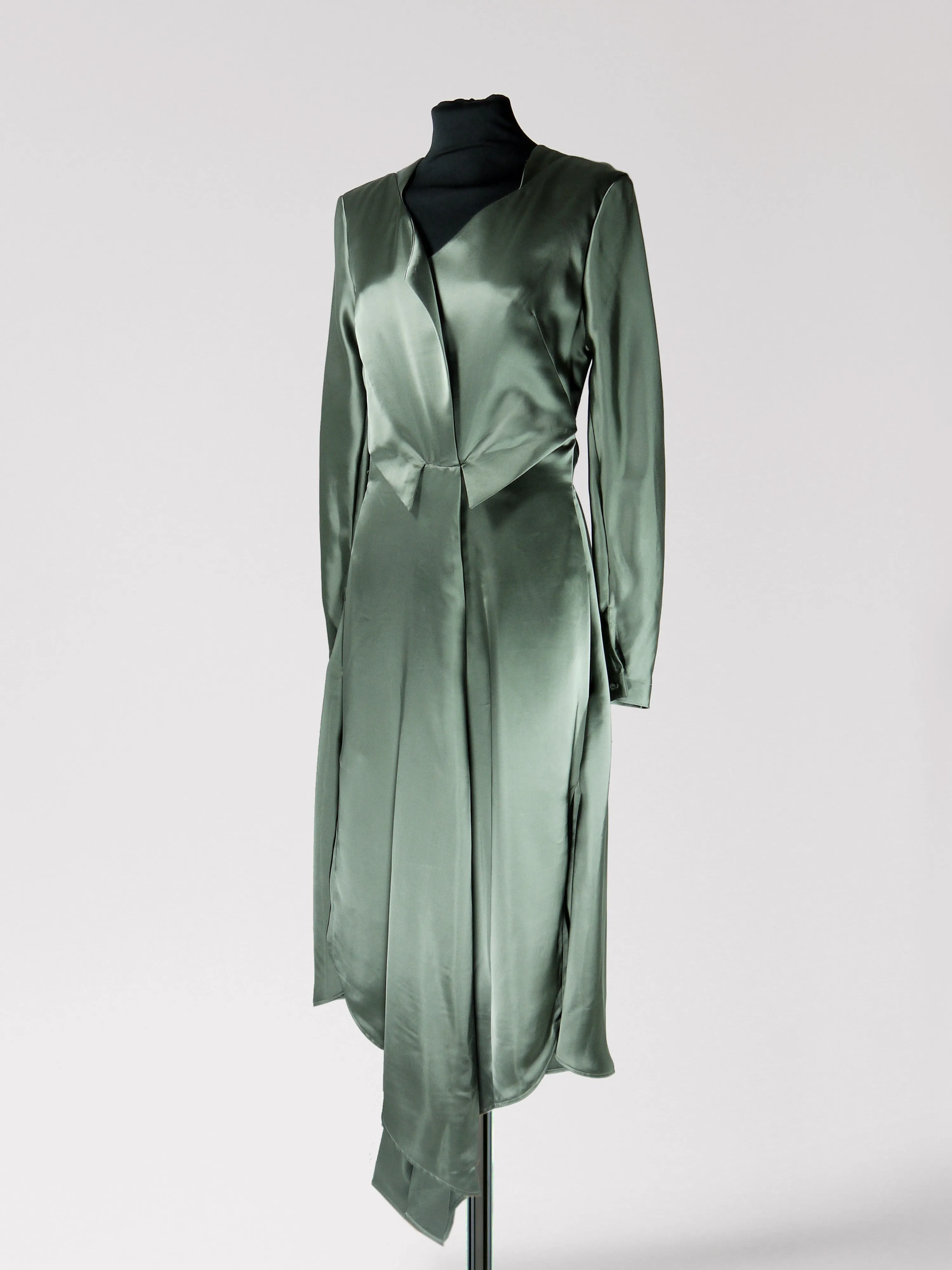 Origami Viscose Triangle Folds Midi Dress / Olive
