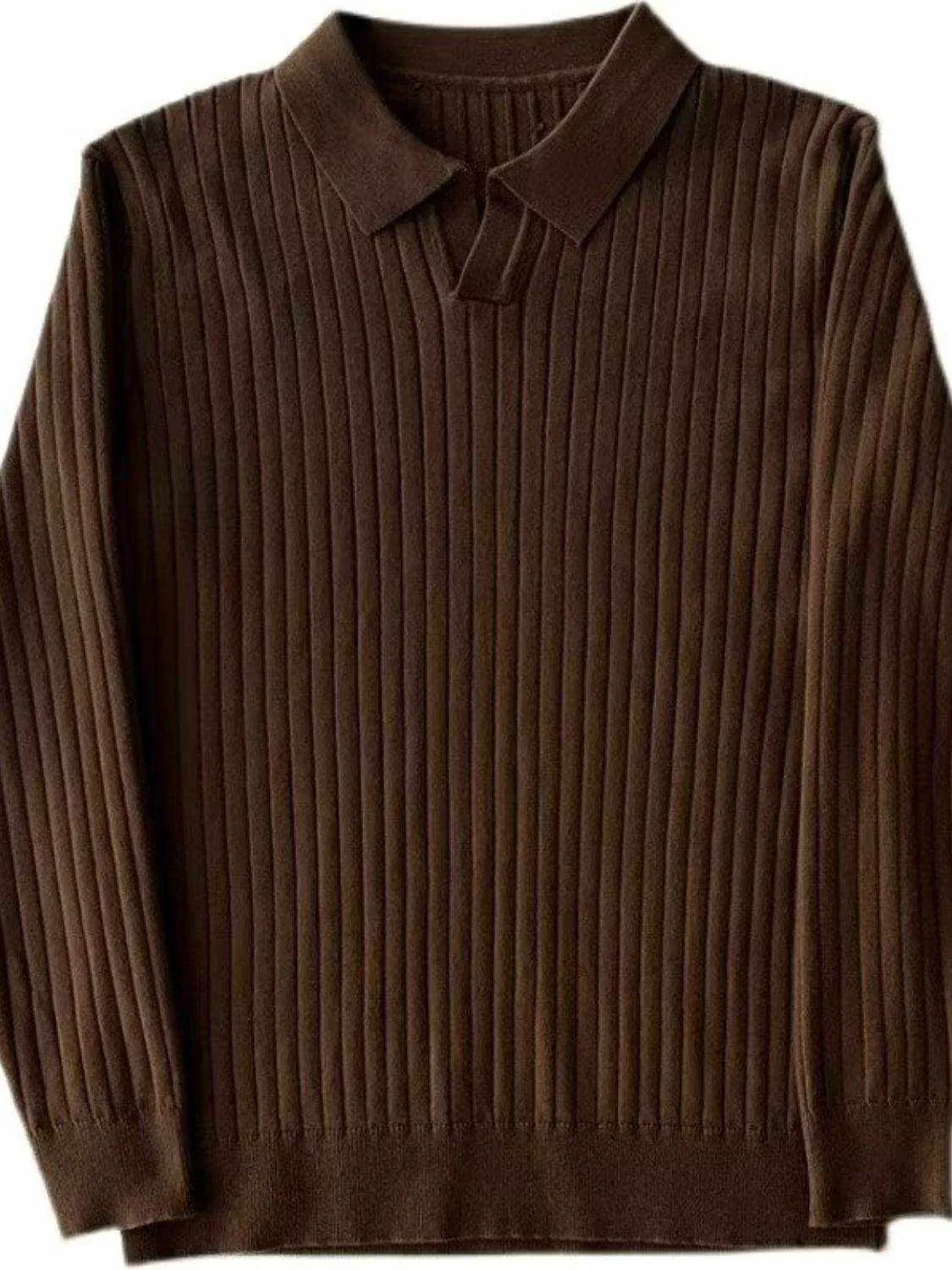 Plus Size Collared Neck Long Sleeve Polo