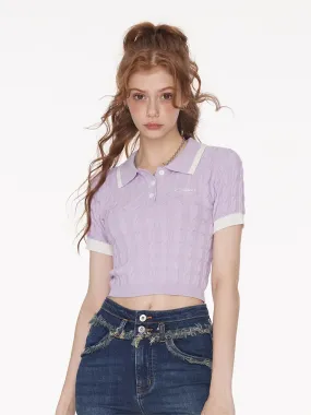 Purple Summer Knit Polo Twist