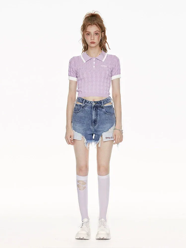 Purple Summer Knit Polo Twist