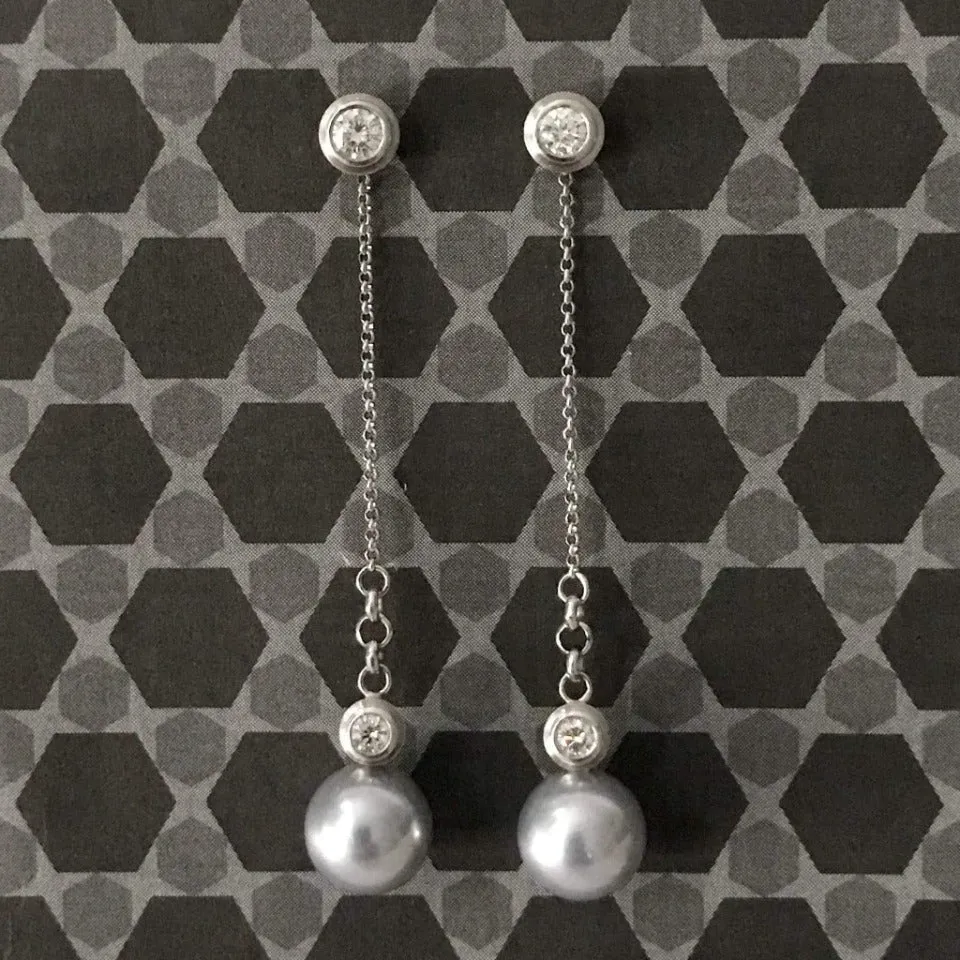 Series 8 | Simplicity Bezel Earring Jacket in Platinum, Diamonds, Pearls