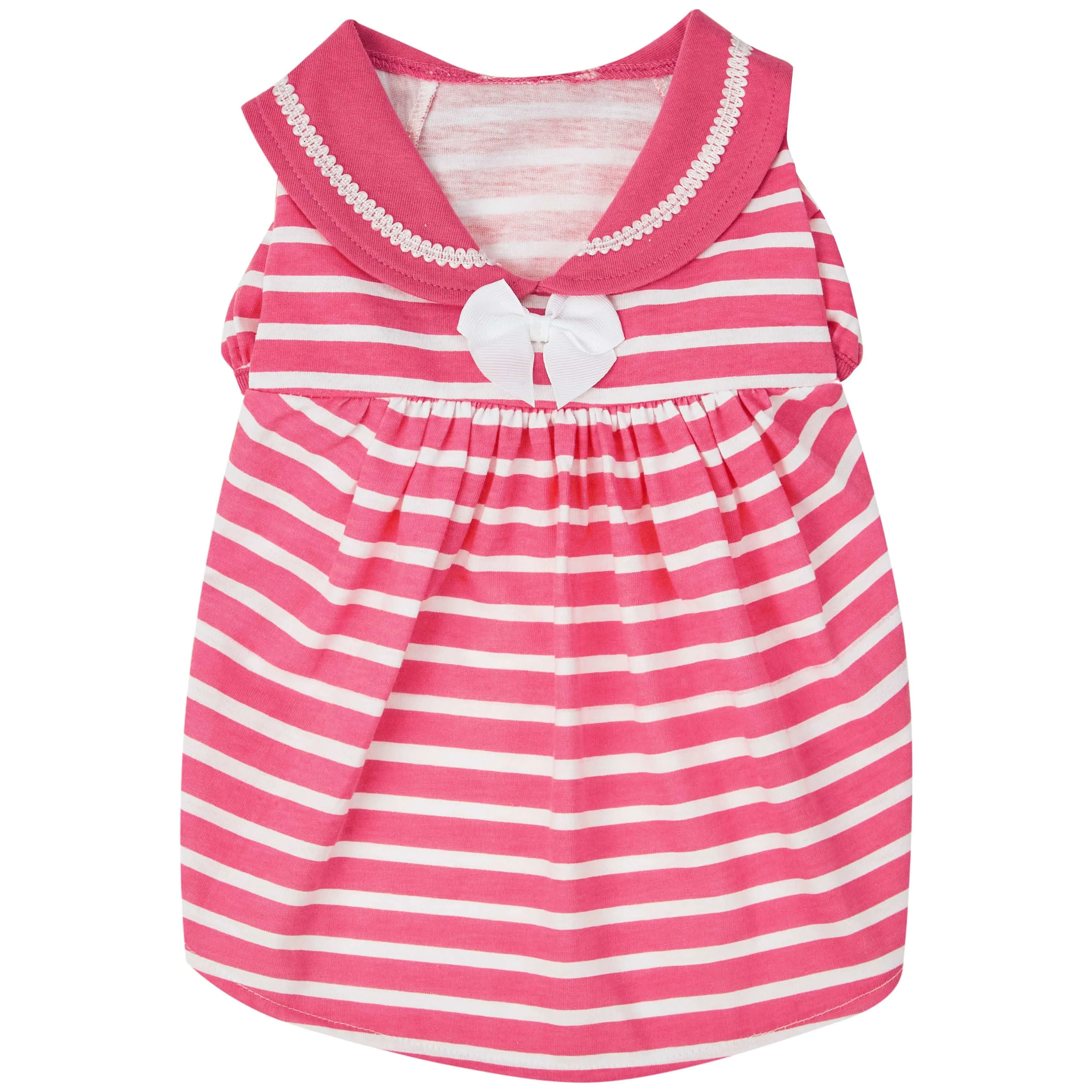 Summer Vacation Beach Dog Dress, Sea Lover Rose Pink Striped Dress