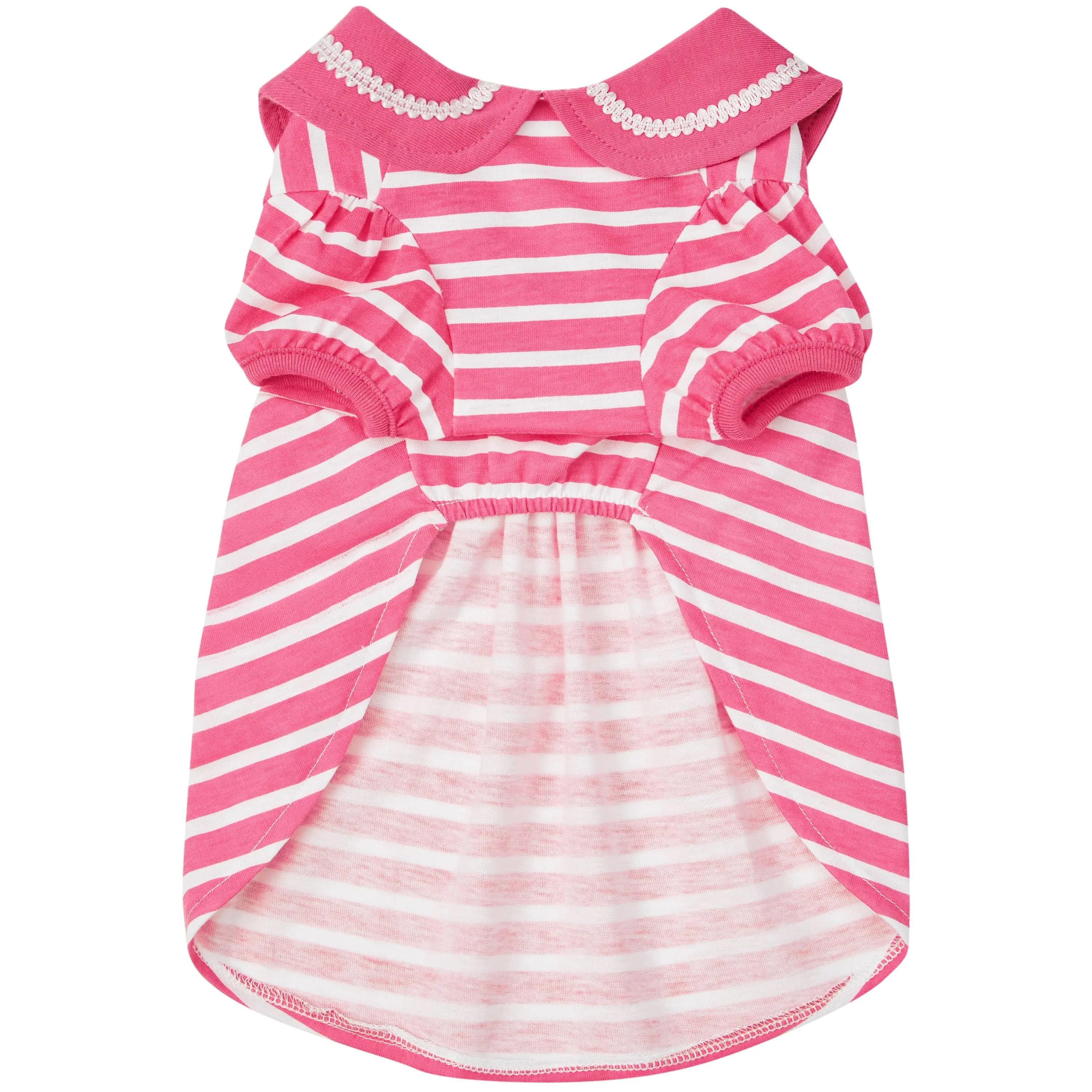 Summer Vacation Beach Dog Dress, Sea Lover Rose Pink Striped Dress