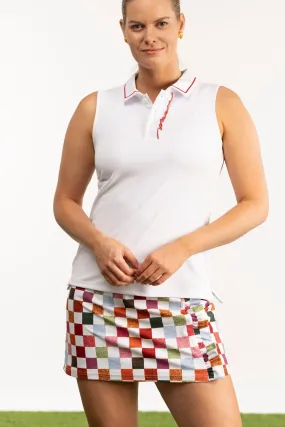 The Alice Polo - White with Cherry