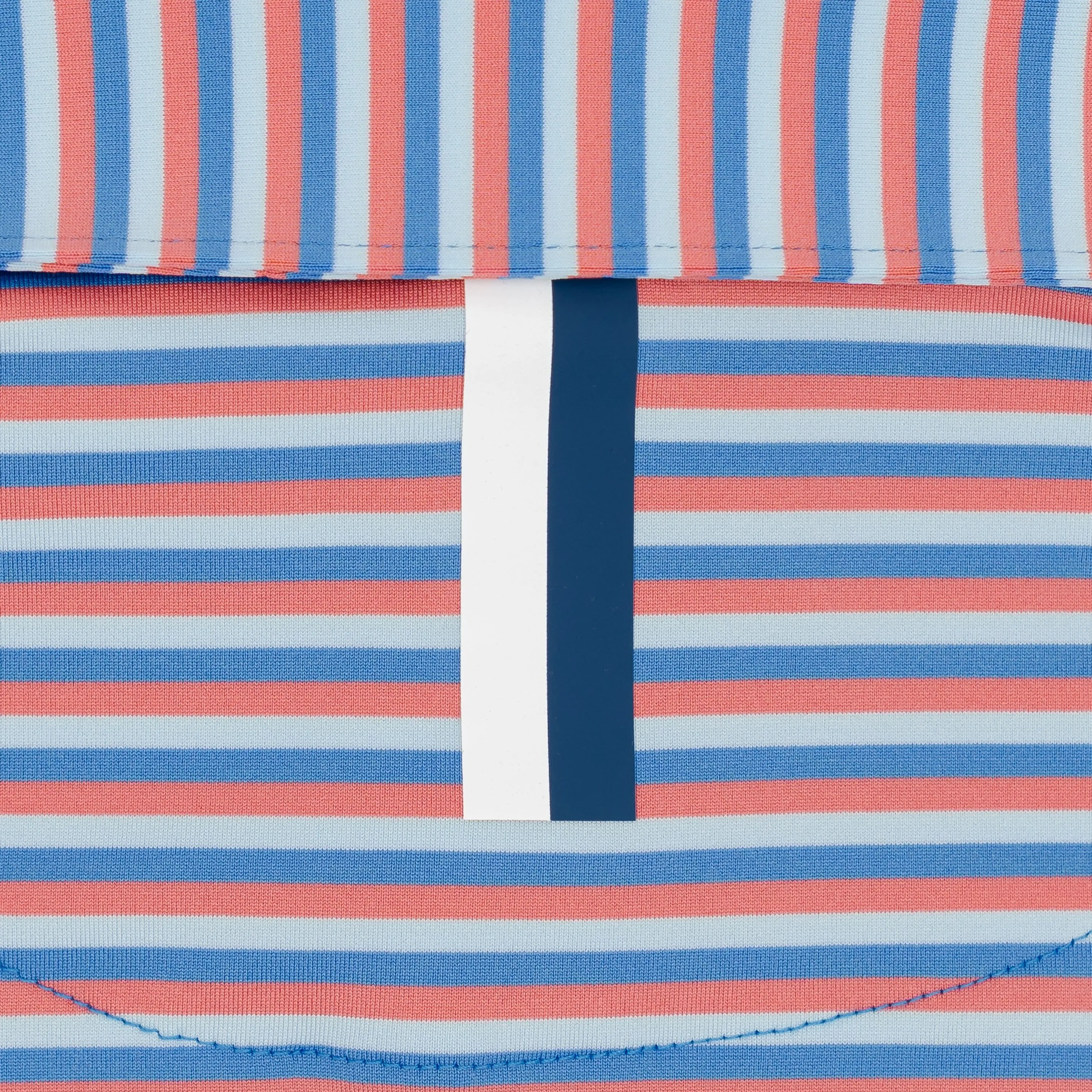 The Cabana Stripe | Performance Polo | The Cabana Stripe - Pale Blue/Caicos Blue/Washed Red