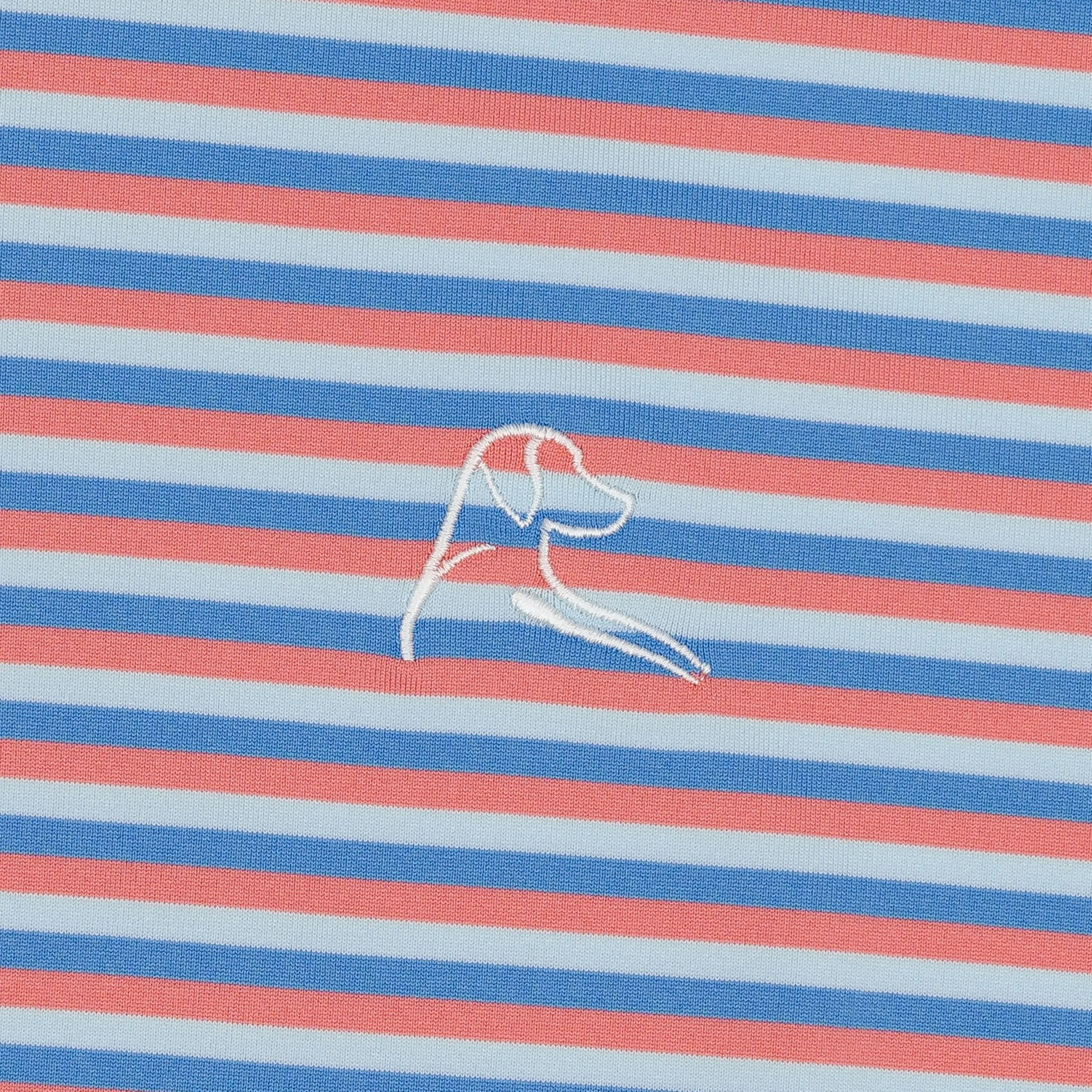 The Cabana Stripe | Performance Polo | The Cabana Stripe - Pale Blue/Caicos Blue/Washed Red