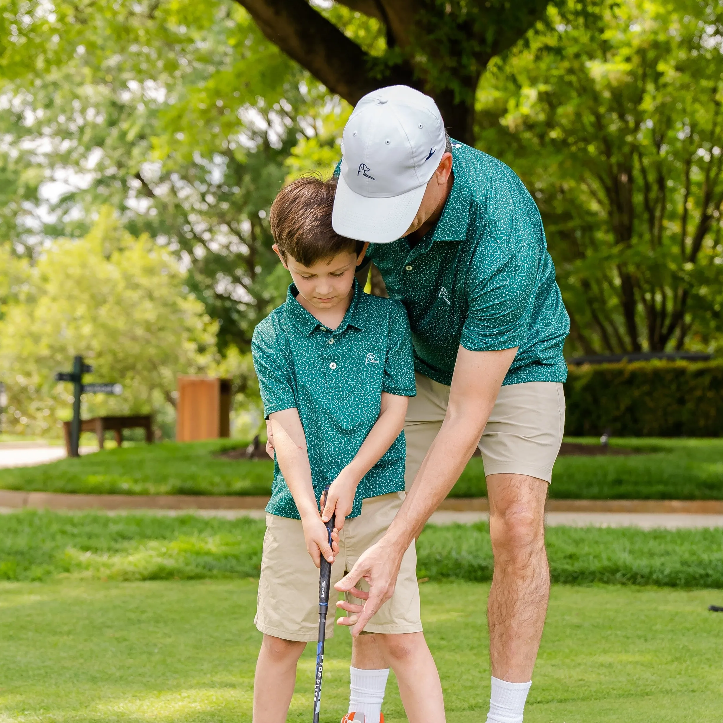 The Lil' Mulligan | Performance Polo | The Mulligan - Fairway Green/White